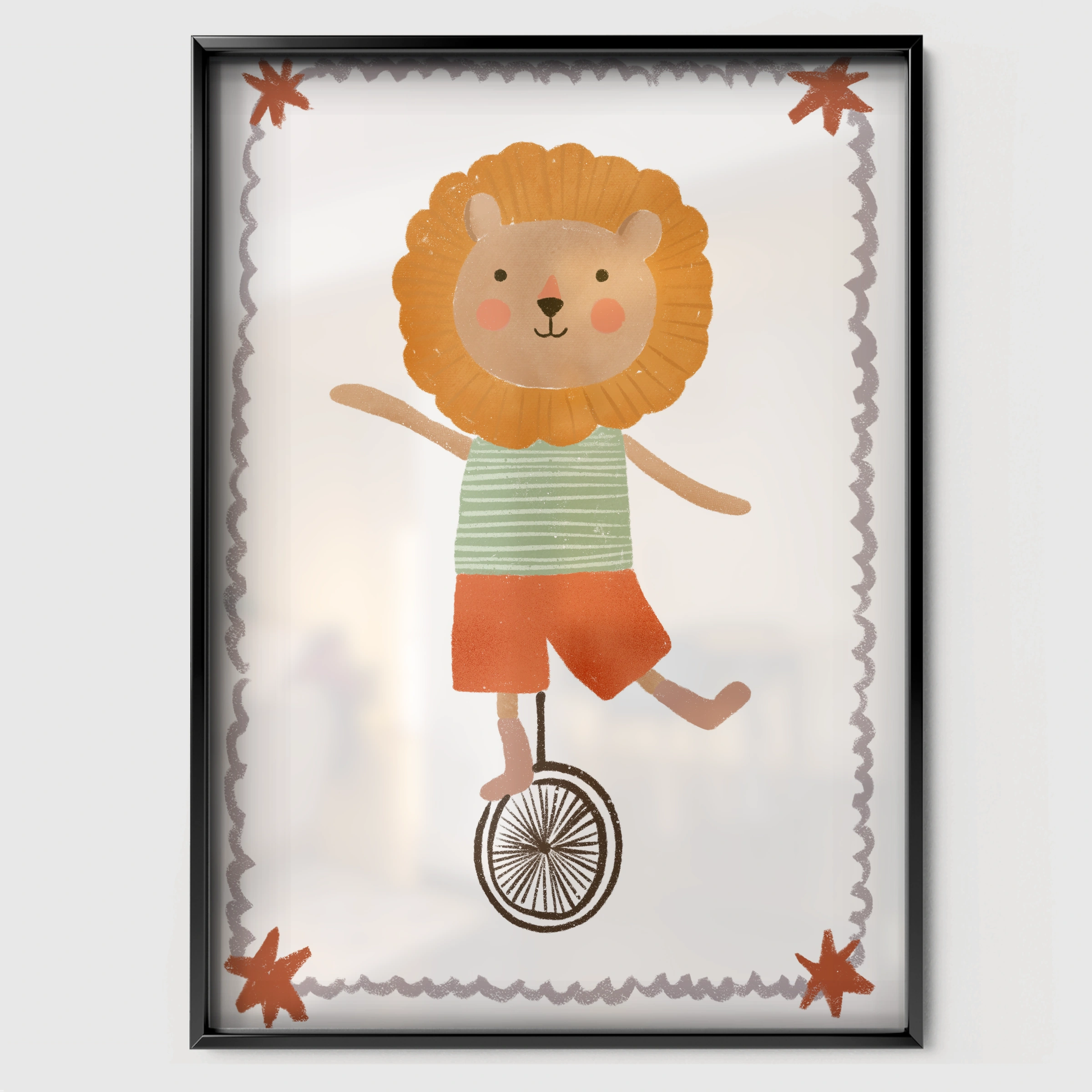 Little Lion Boy Nursery Print - black framed nursery wall art print