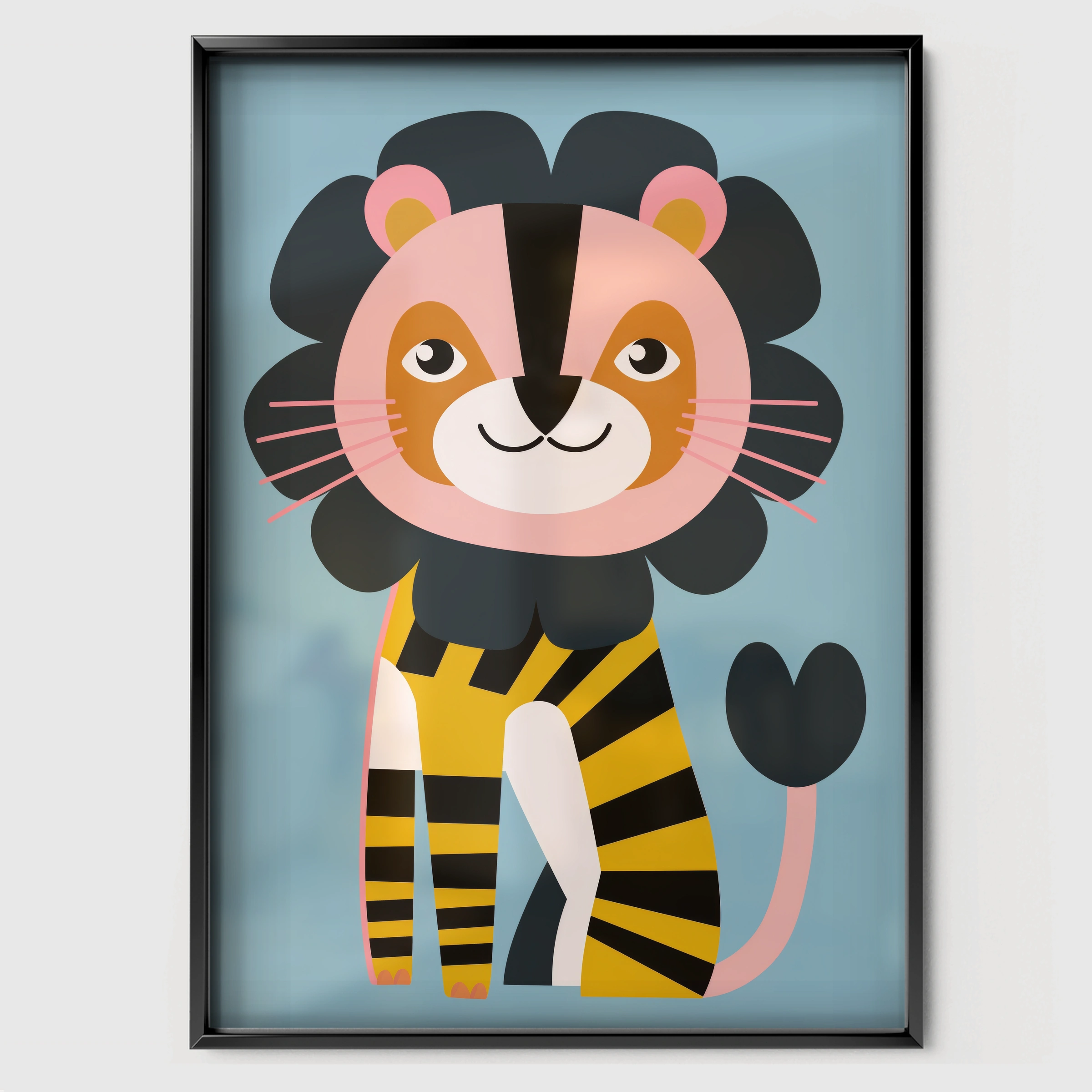 Little Lion Nursery Print - black framed nursery wall art print