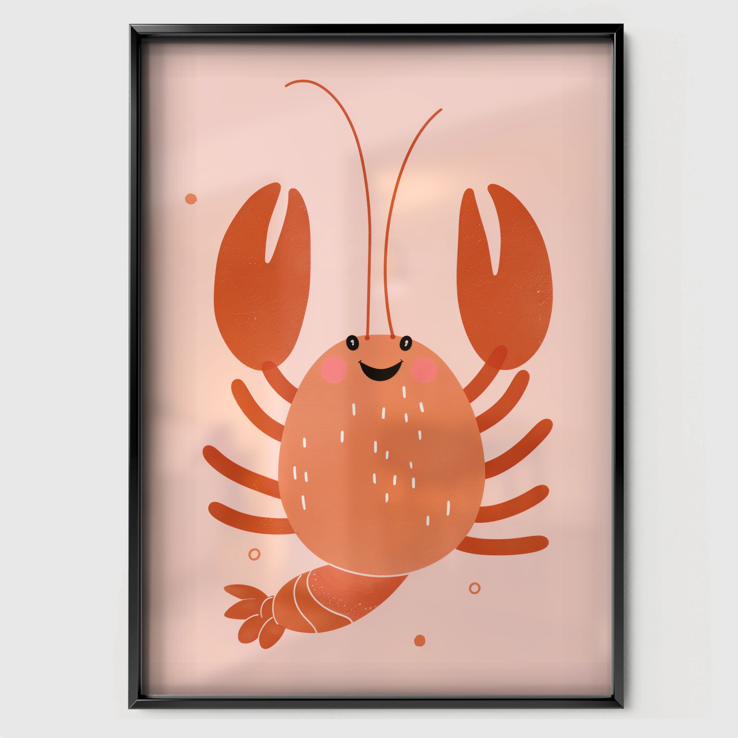 Little Lobster Nursery Print - black framed nursery wall art print