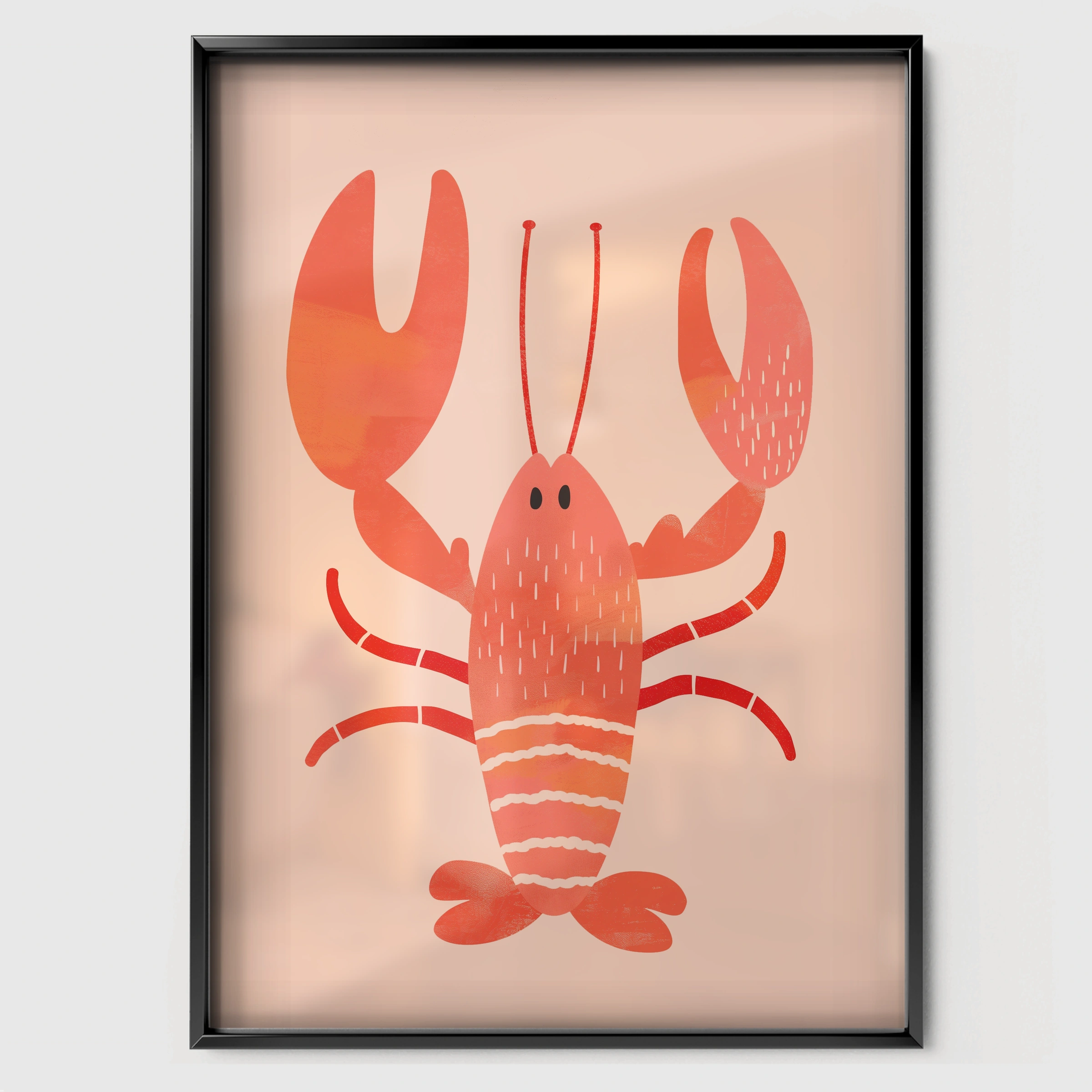 Little Lobster Two Nursery Print - black framed nursery wall art print