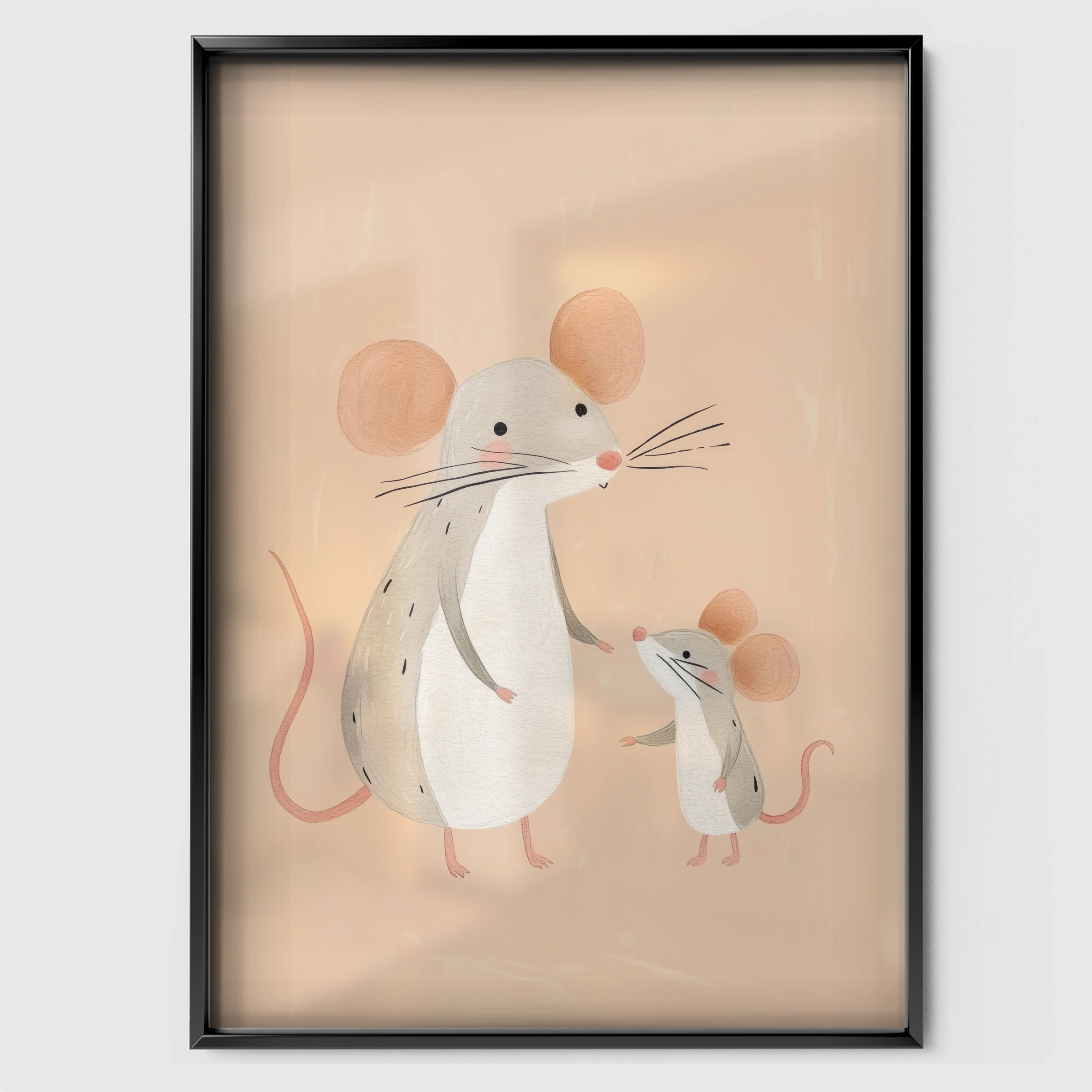 Little Mice Nursery Print - black framed nursery wall art print