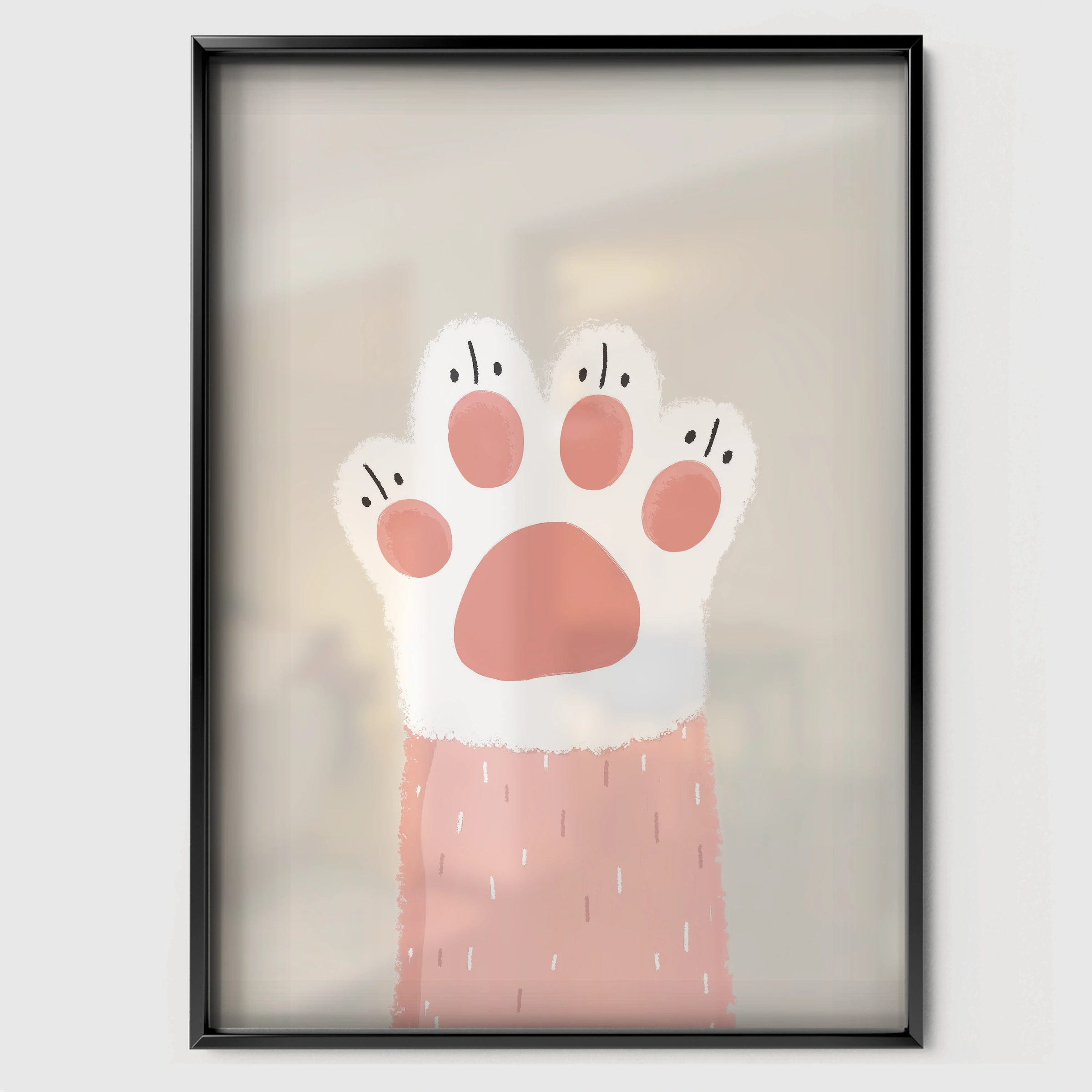 Little Paw Print Nursery Print - black framed nursery wall art print