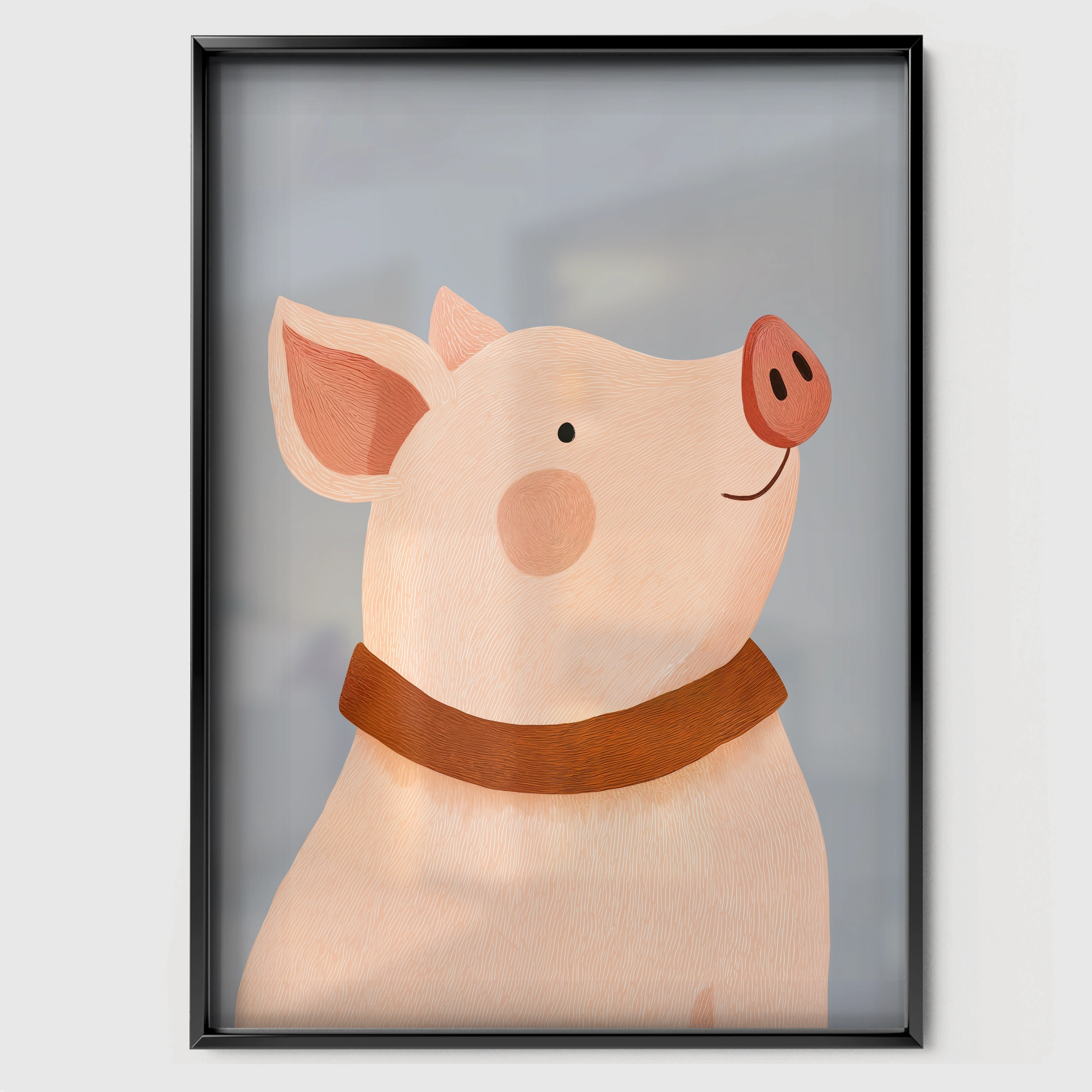 Little Pig Nursery Print - black framed nursery wall art print