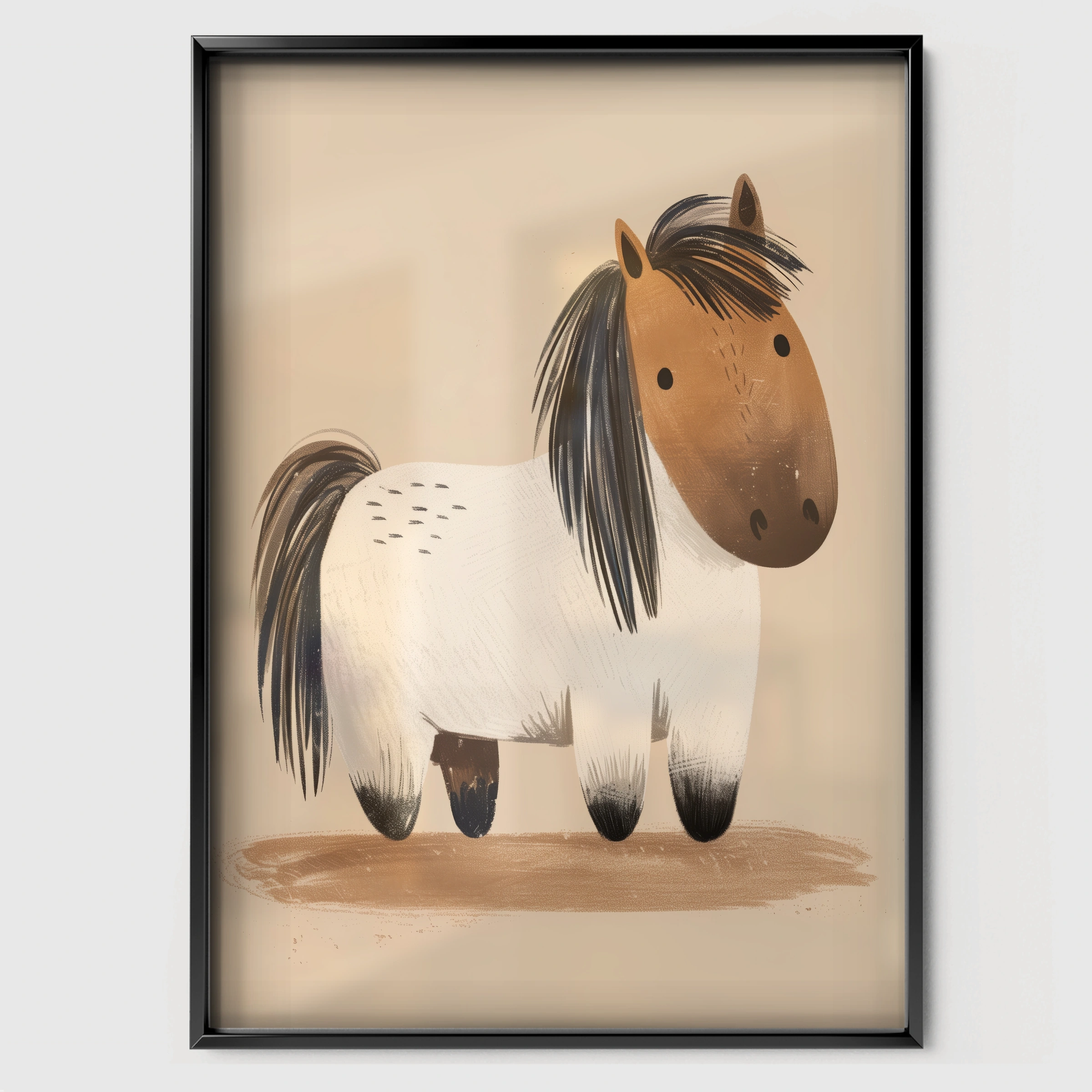 Little Pony Nursery Print - black framed nursery wall art print