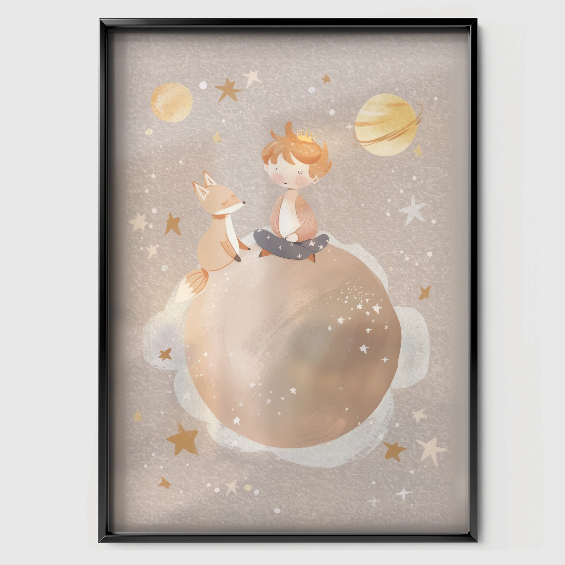 Little Prince Nursery Print - black framed nursery wall art print
