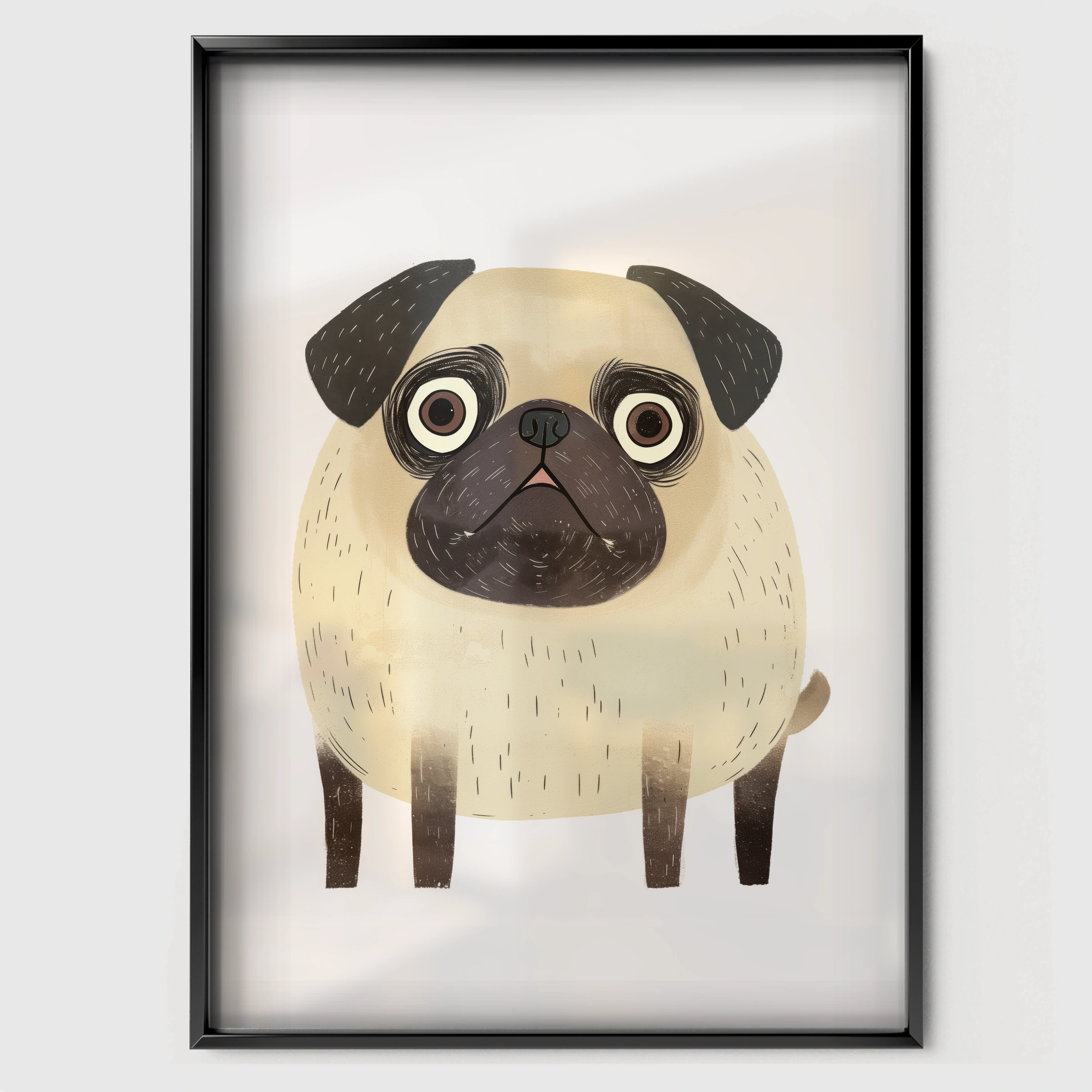 Little Pug Nursery Print - black framed nursery wall art print