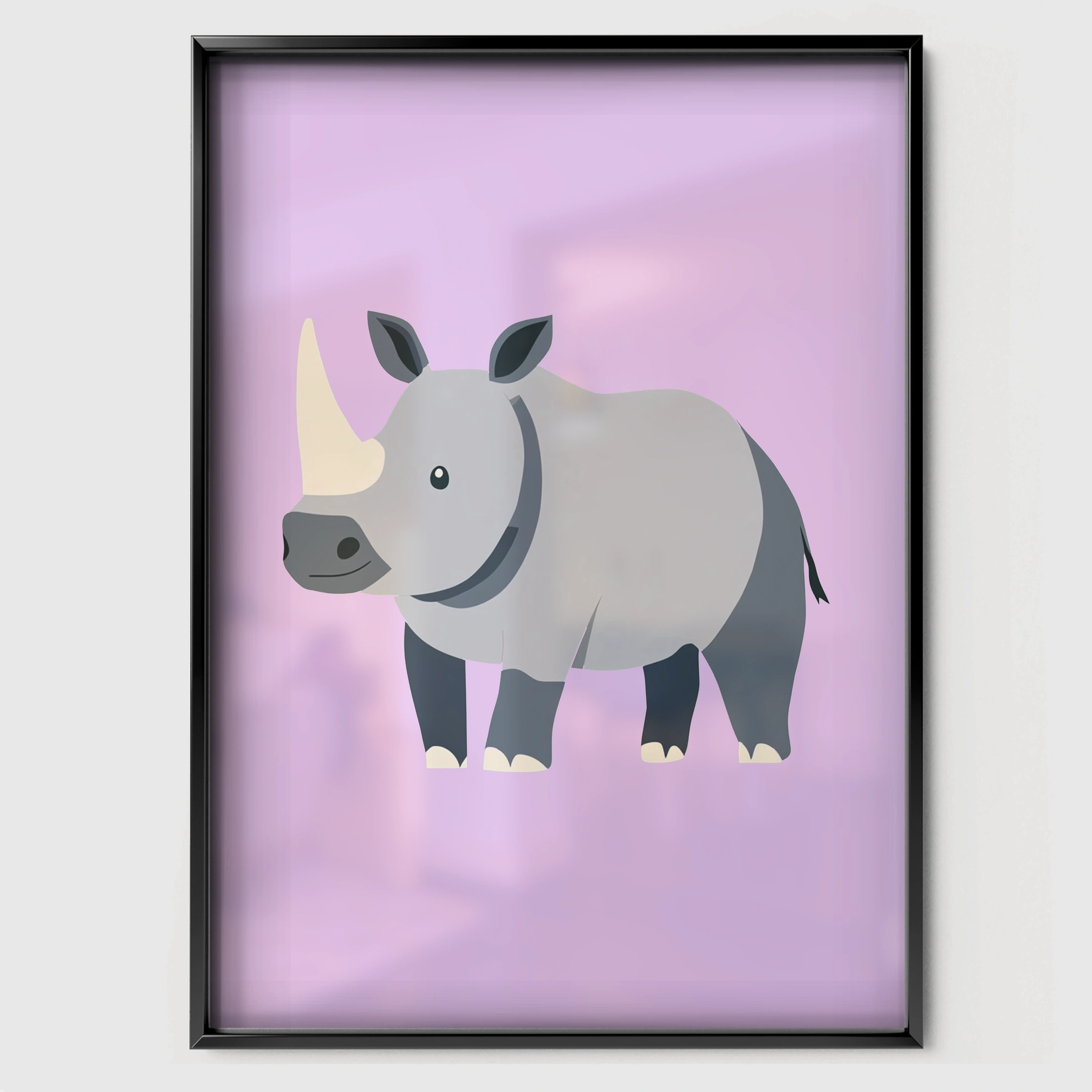 Little Rhino Nursery Print - black framed nursery wall art print