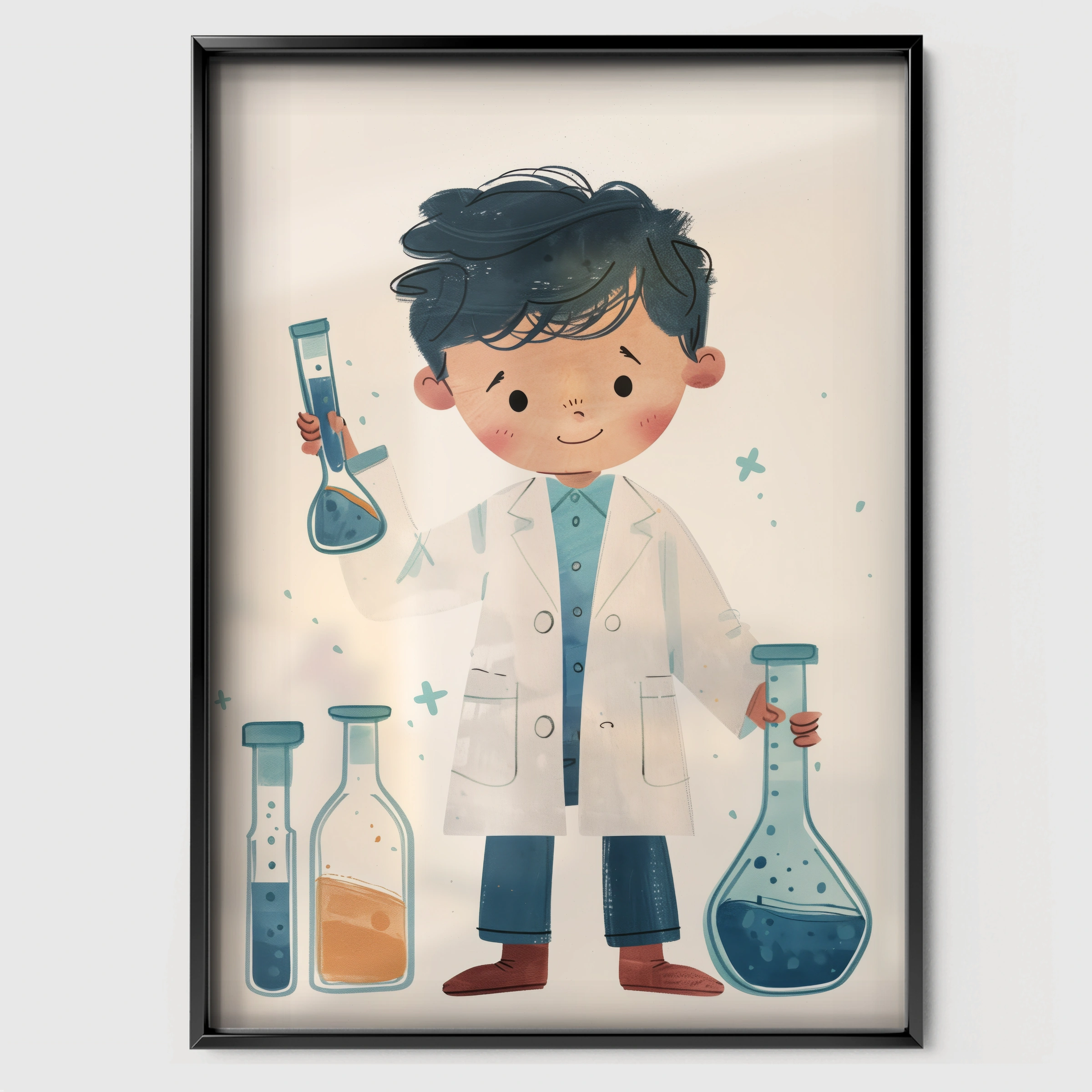 Little Scientist Nursery Print - black framed nursery wall art print
