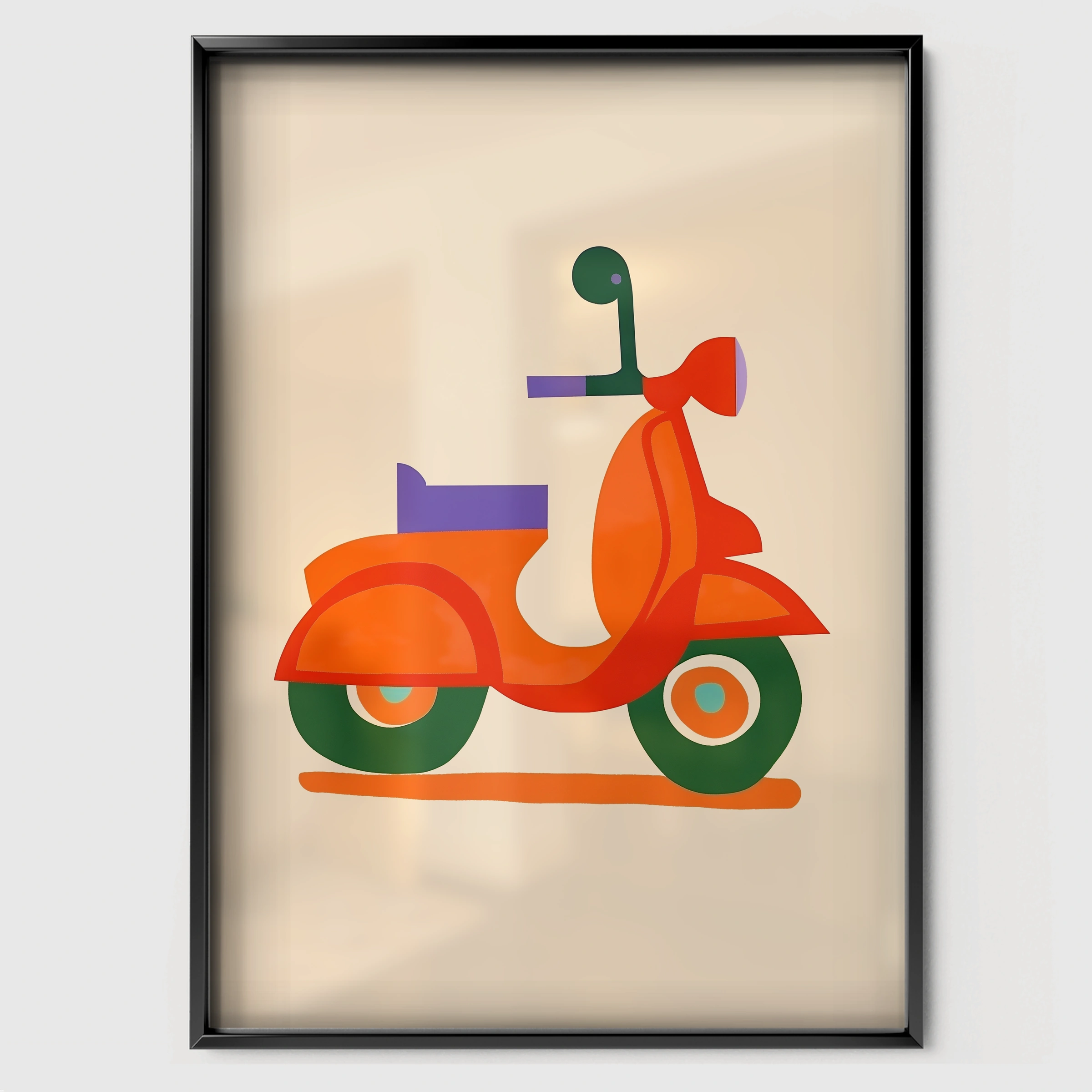 Little Scooter Nursery Print - black framed nursery wall art print