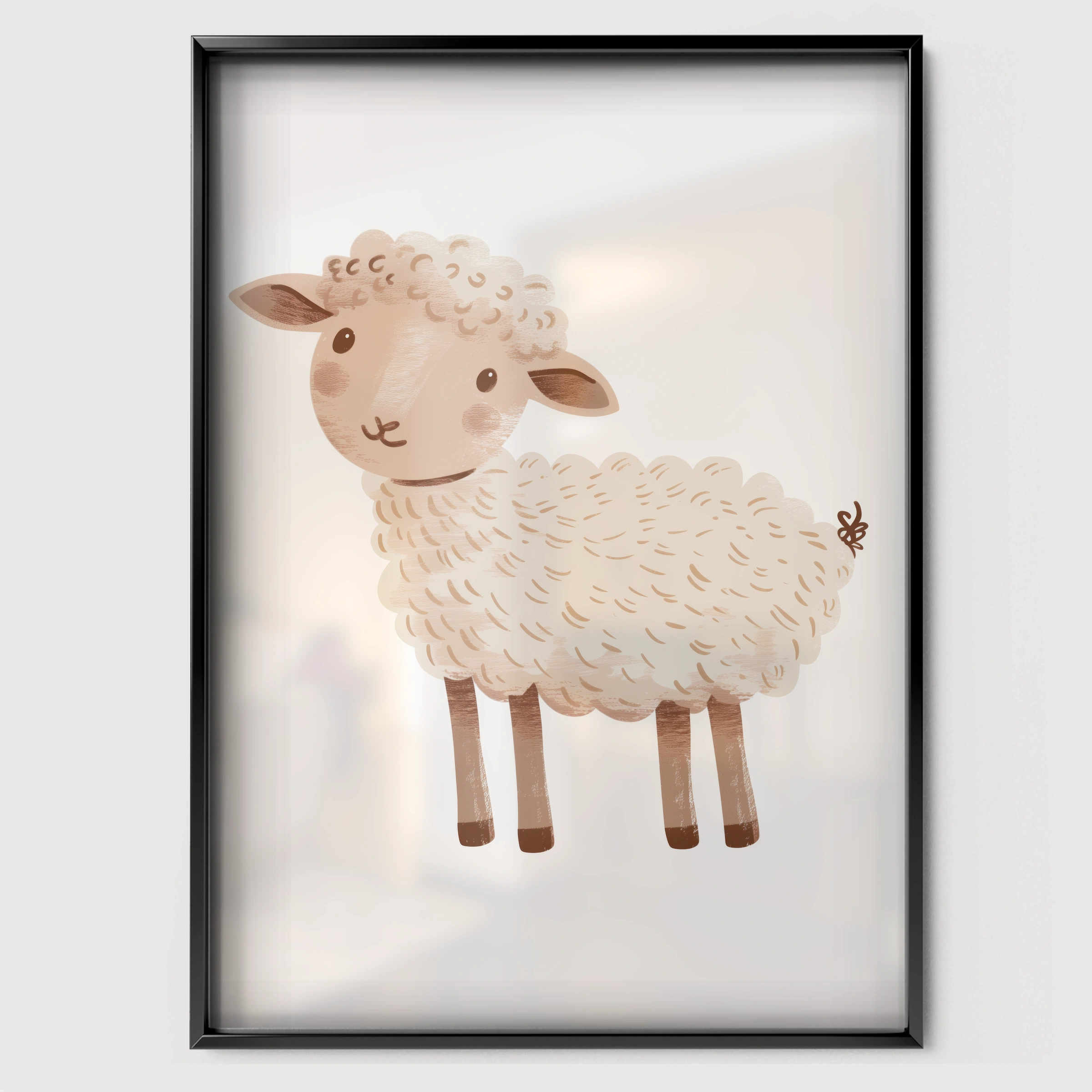 Little Sheep Nursery Print - black framed nursery wall art print