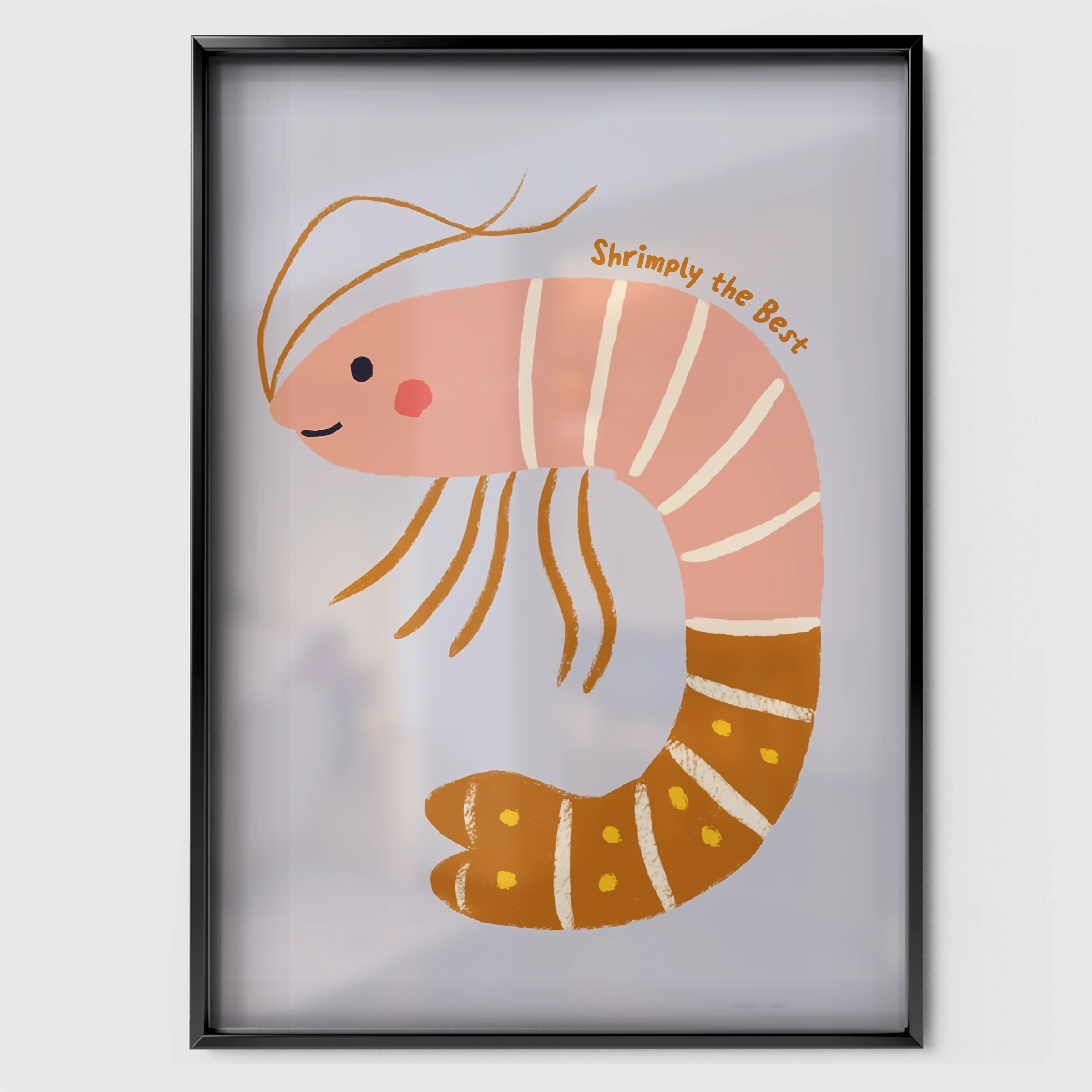 Little Shrimp Nursery Print - black framed nursery wall art print