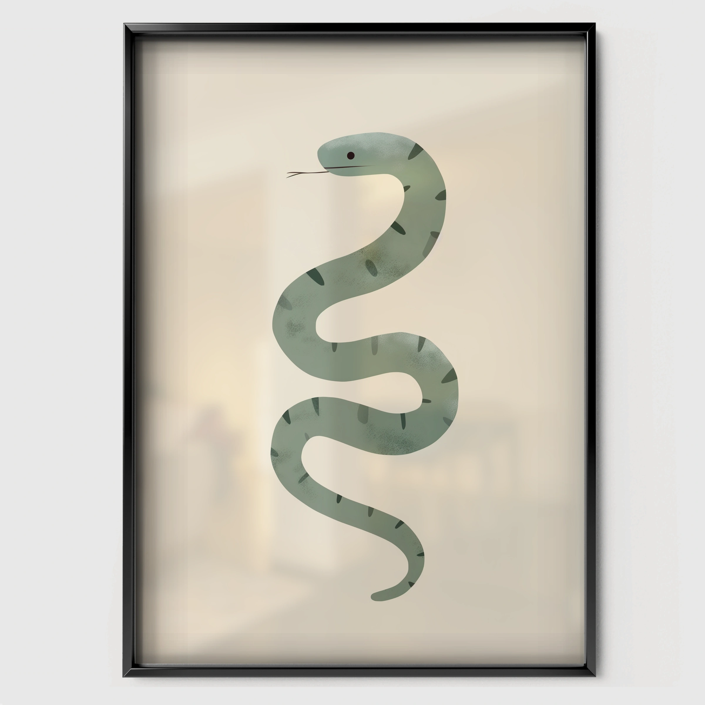 Little Snake Nursery Print - black framed nursery wall art print