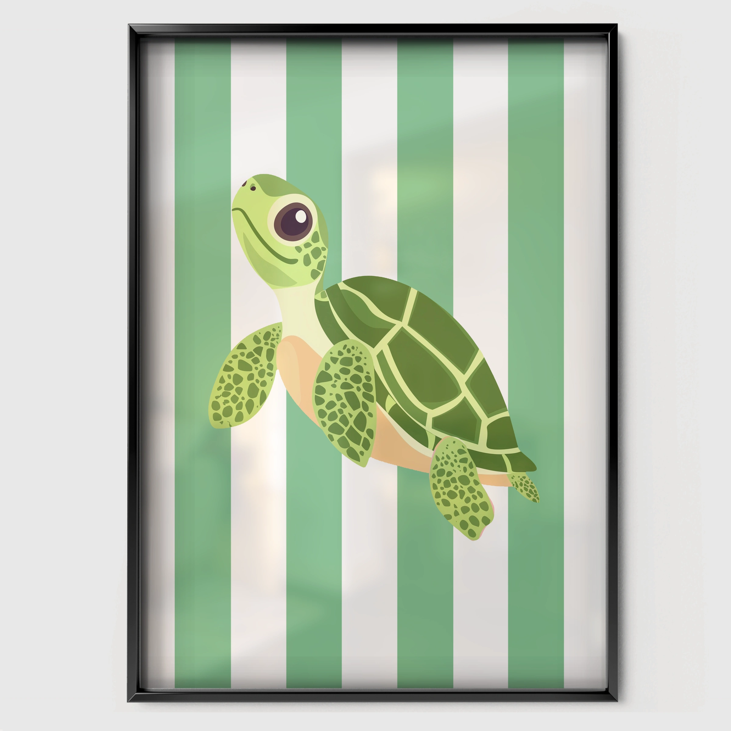 Little Turtle Nursery Print - black framed nursery wall art print