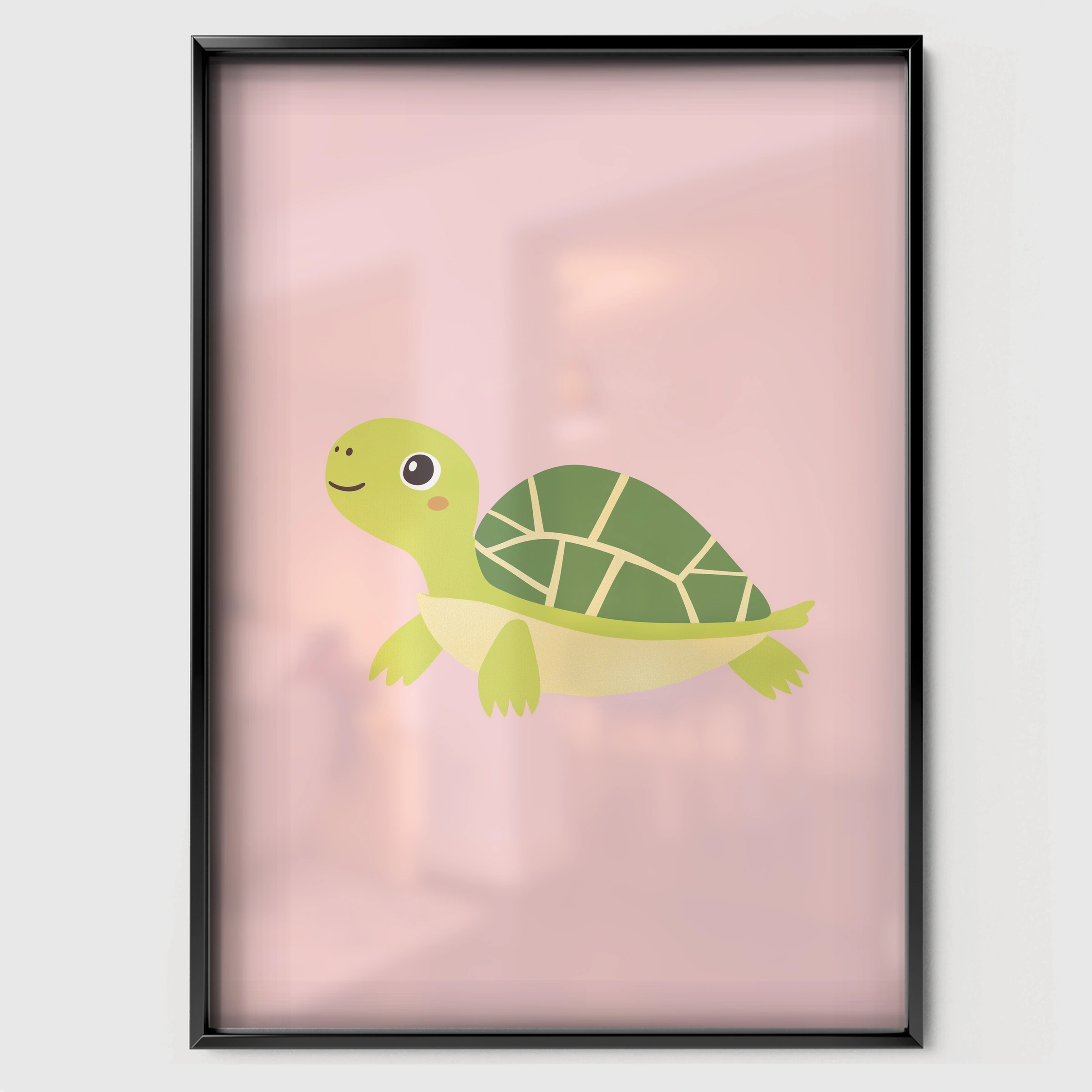 Little Turtle Two Nursery Print - black framed nursery wall art print