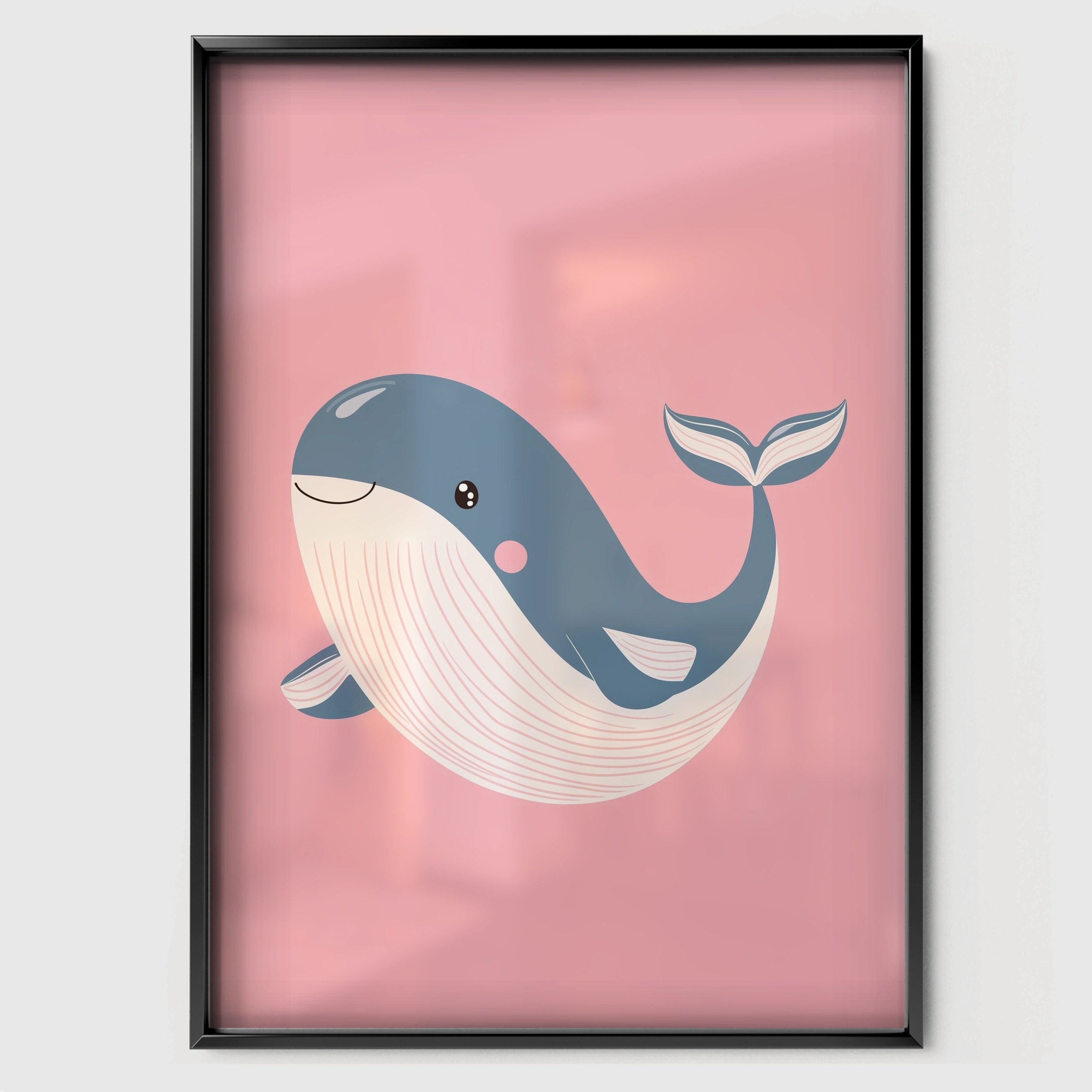 Little Whale Nursery Print - black framed nursery wall art print