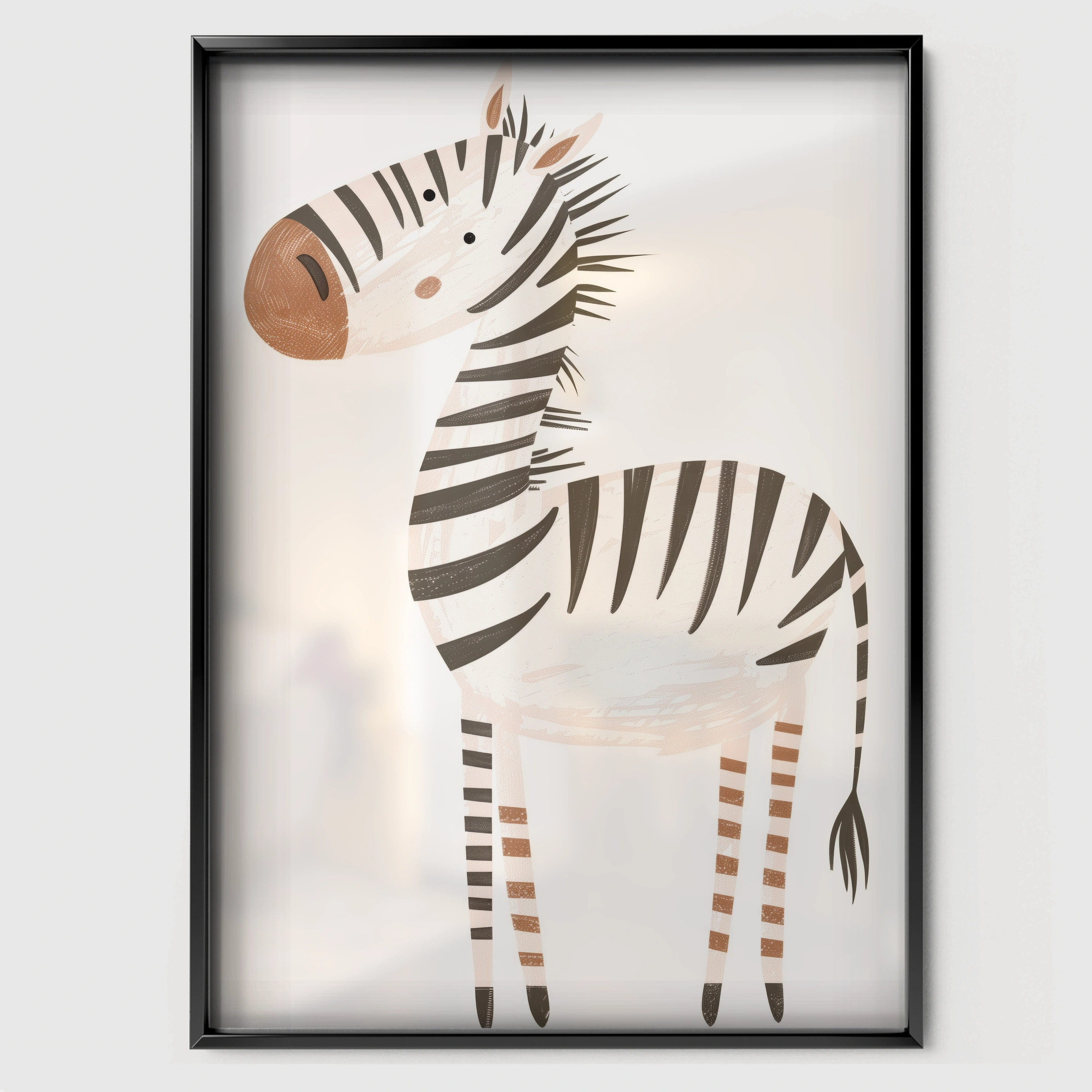 Little Zebra Nursery Print - black framed nursery wall art print