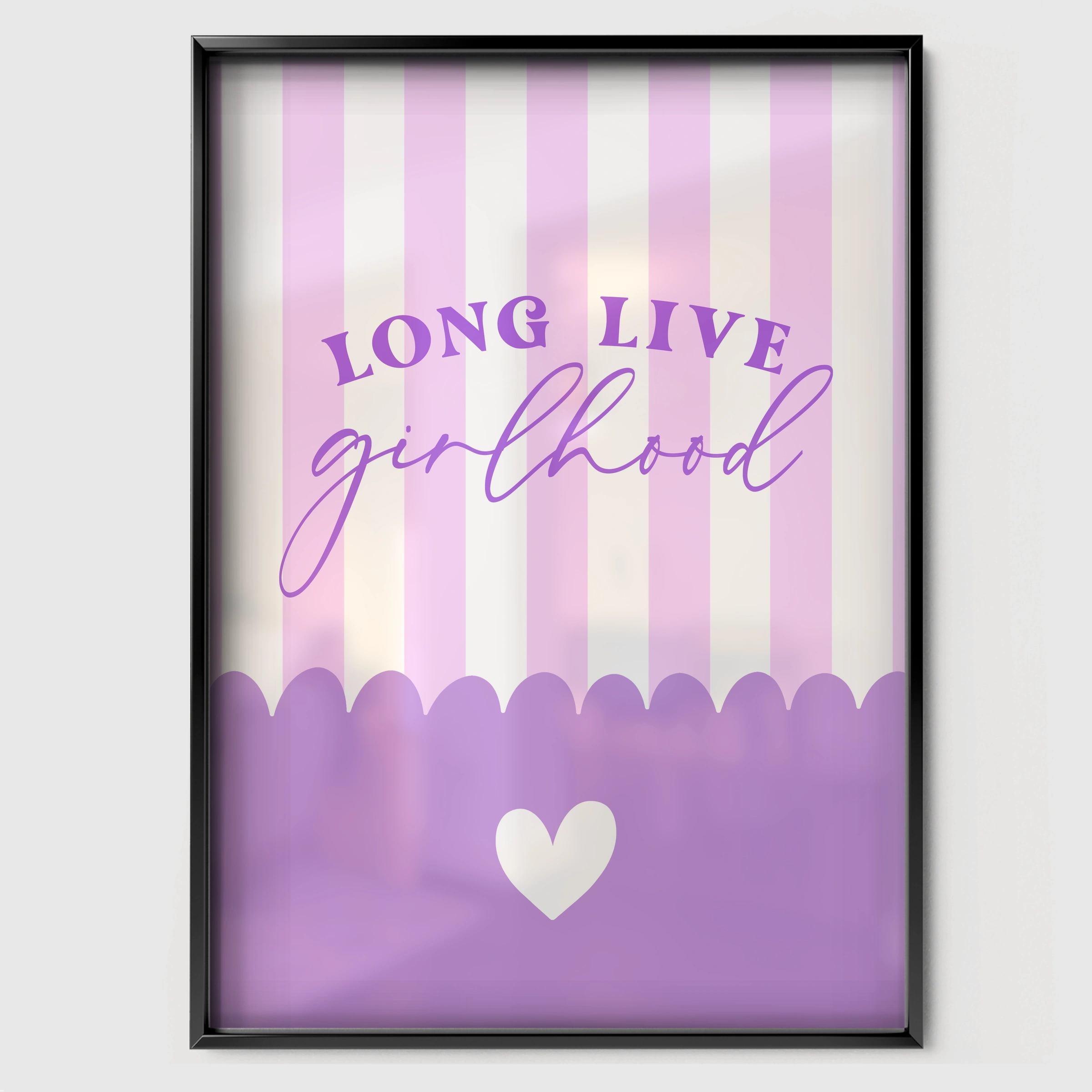Long Live Girlhood Purple Nursery Print - black framed nursery wall art print
