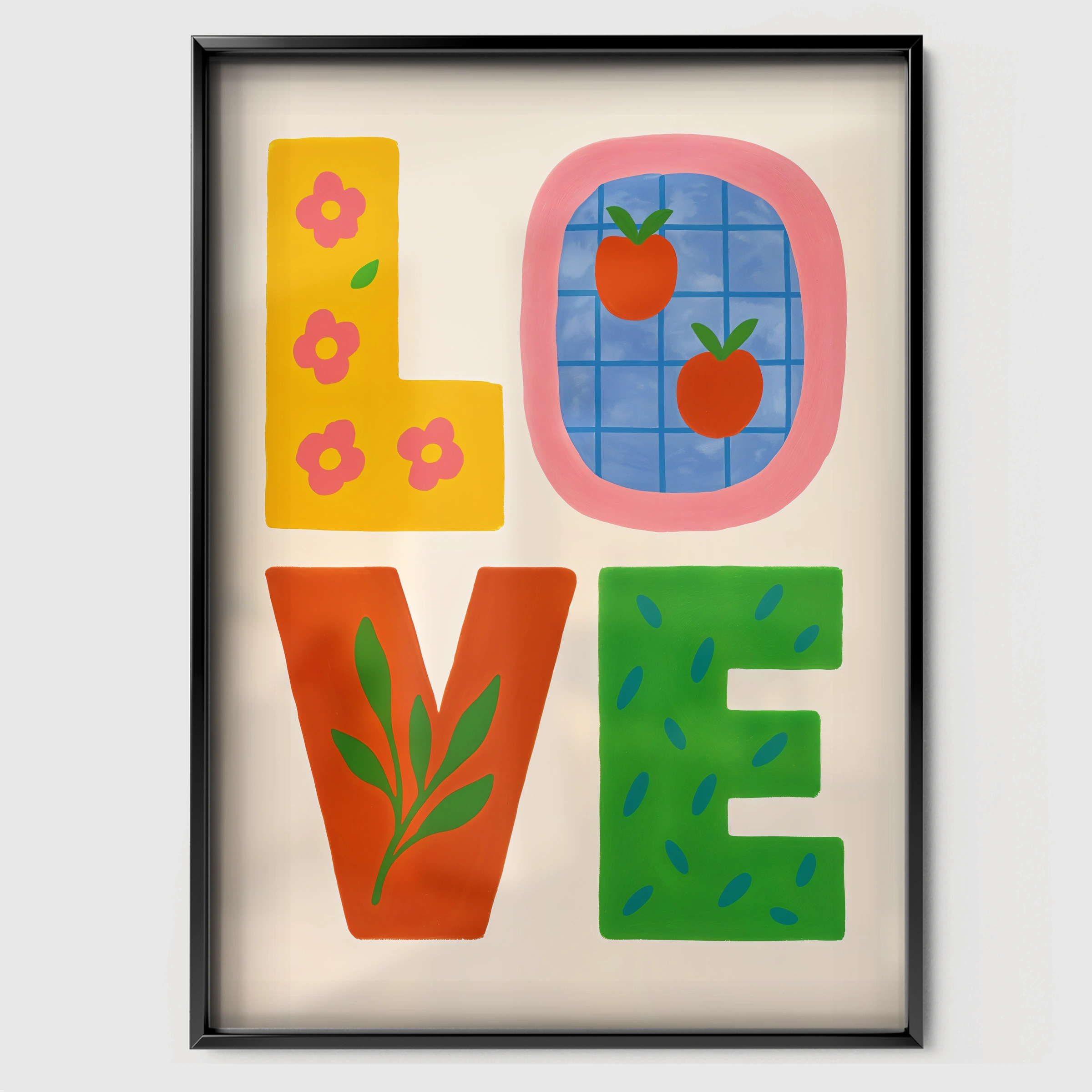 Love Nursery Print - black framed nursery wall art print