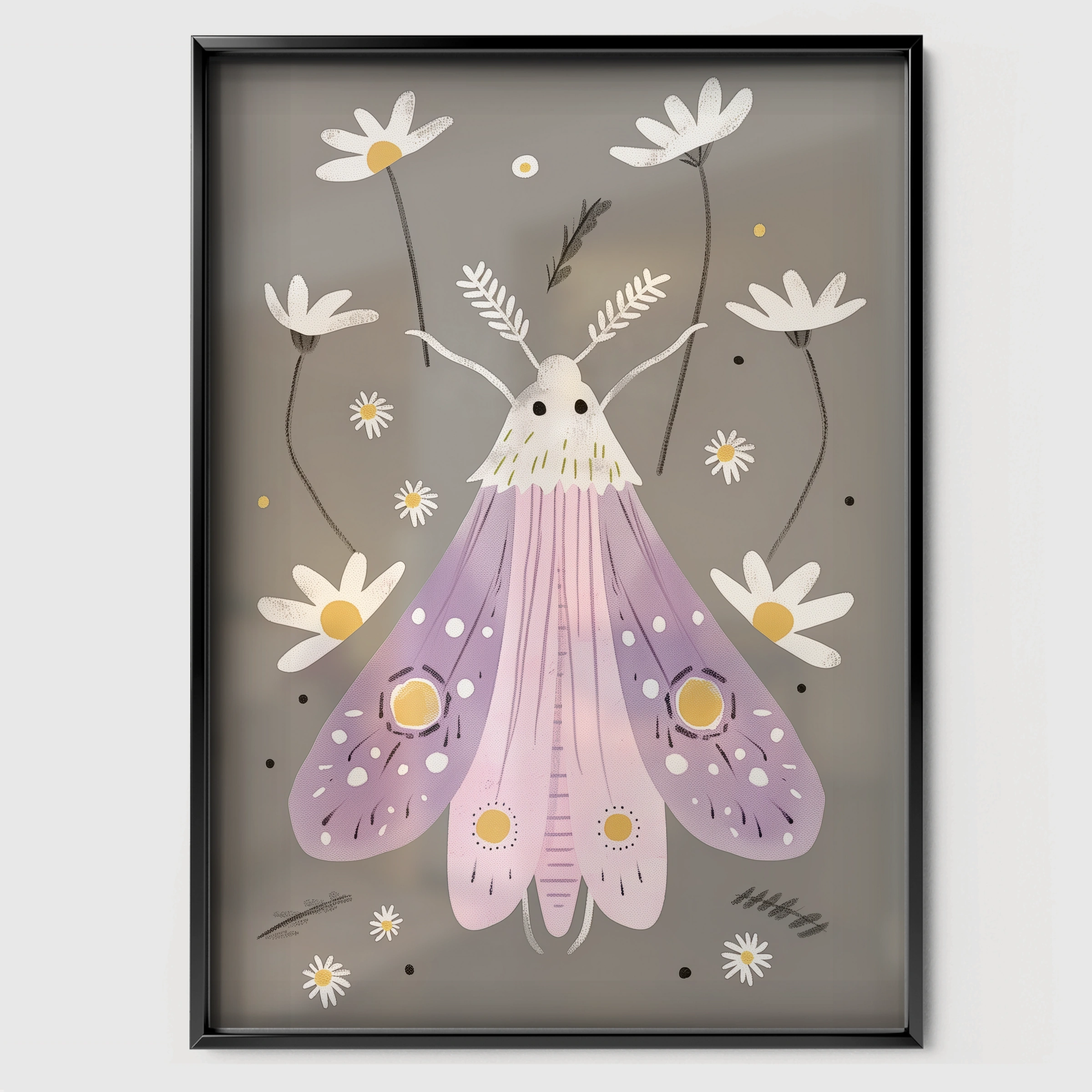 Luna Moth Nursery Print - black framed nursery wall art print