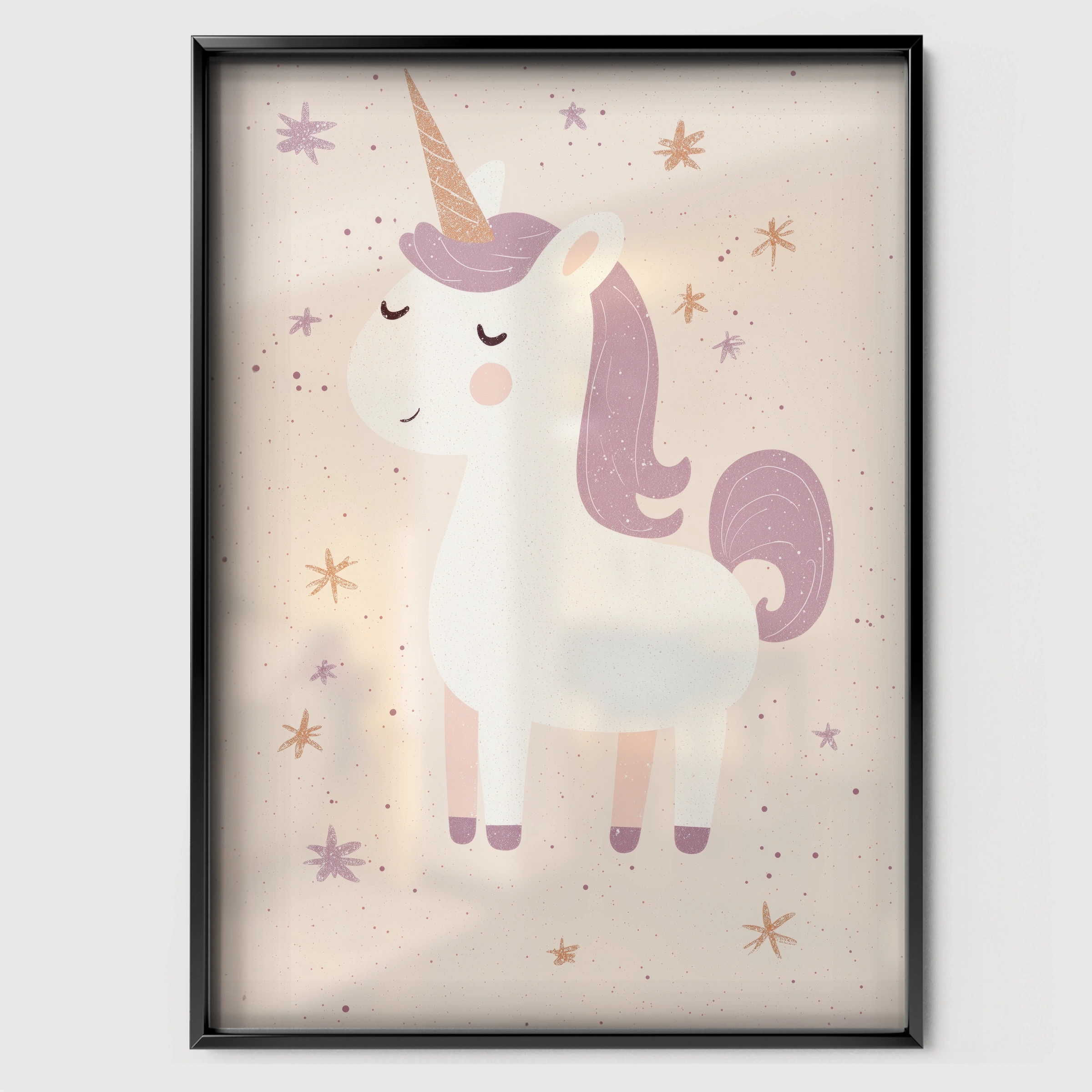 Magical Unicorn Nursery Print - black framed nursery wall art print