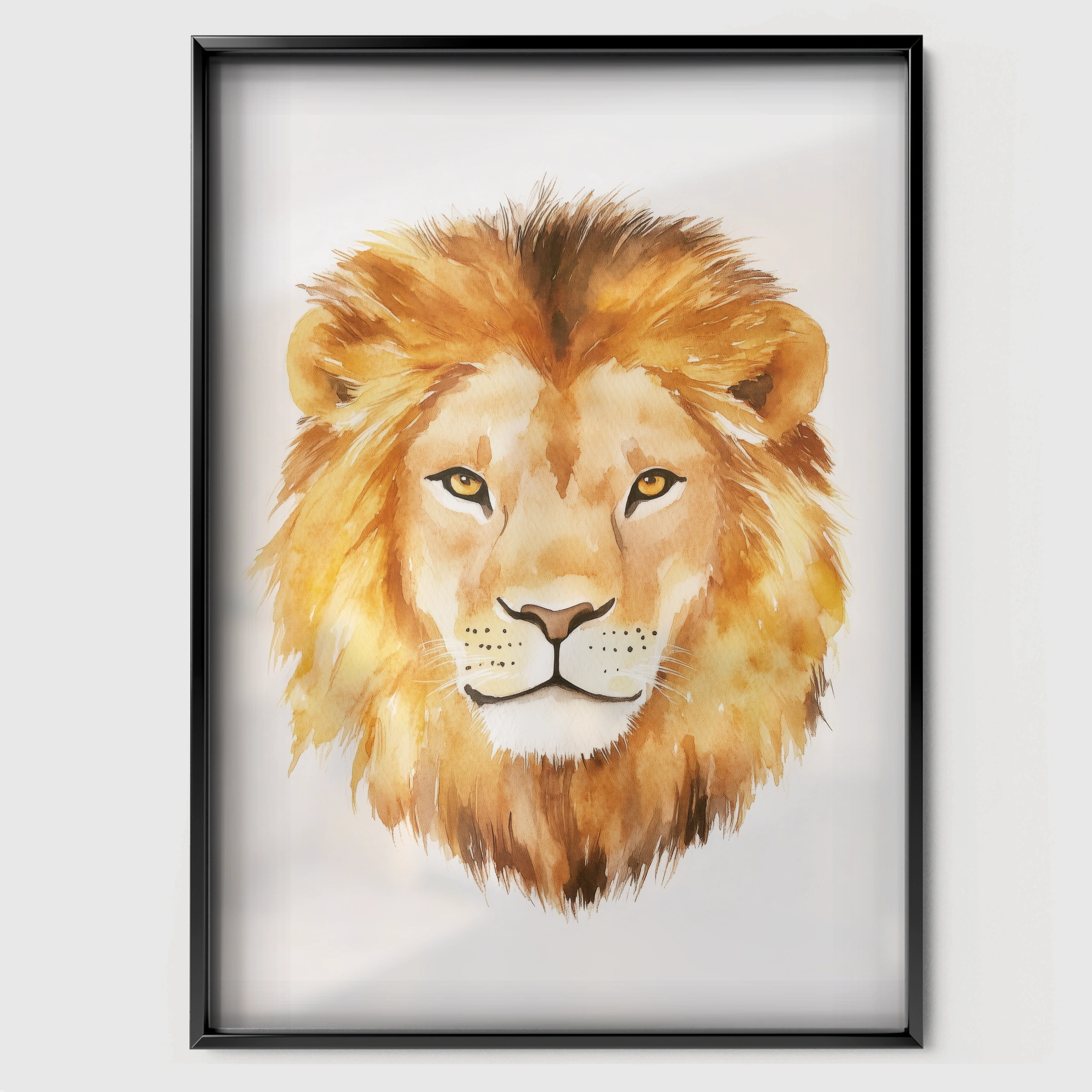 Majestic Lion Nursery Print - black framed nursery wall art print