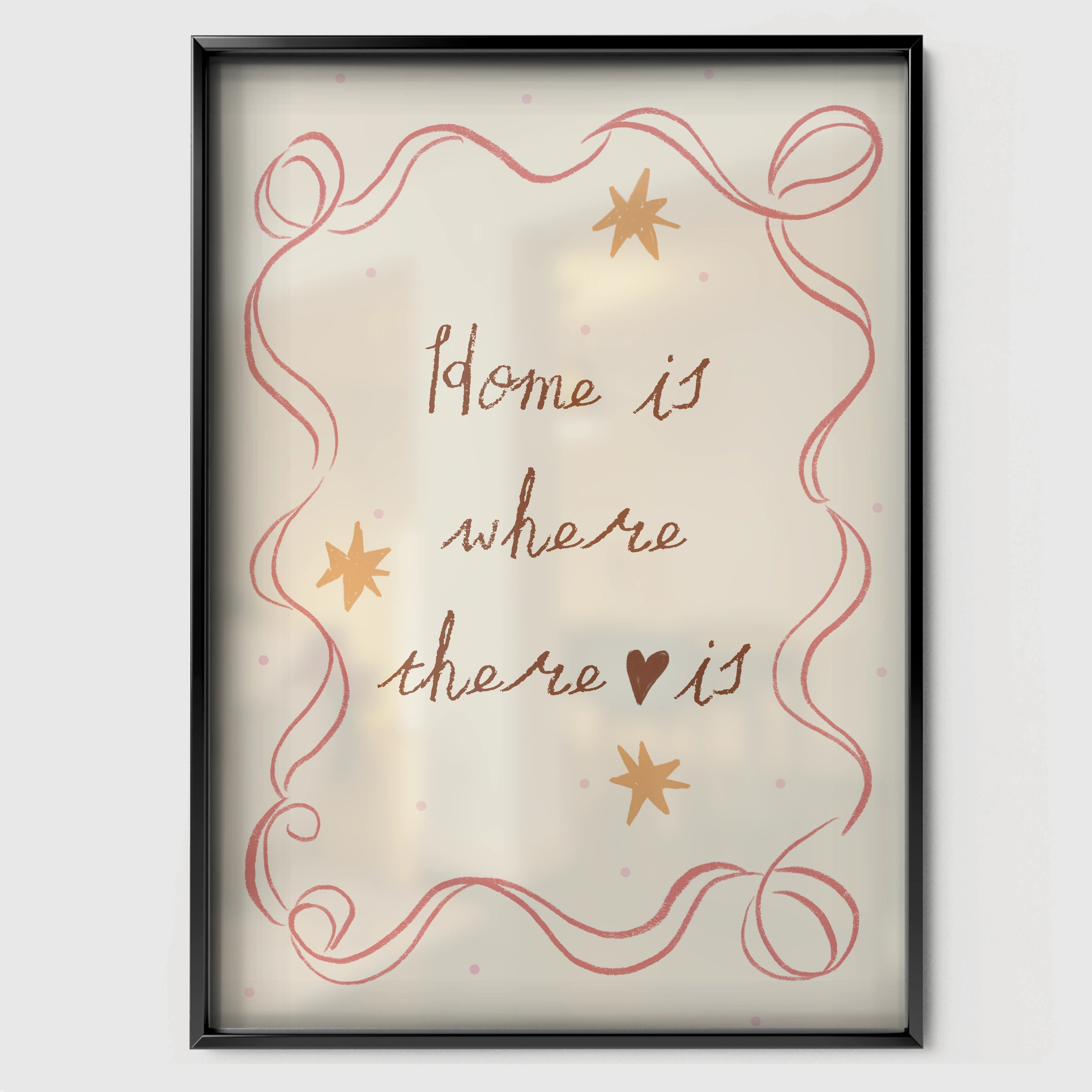 Mama Is Where Home Is Nursery Print - black framed nursery wall art print