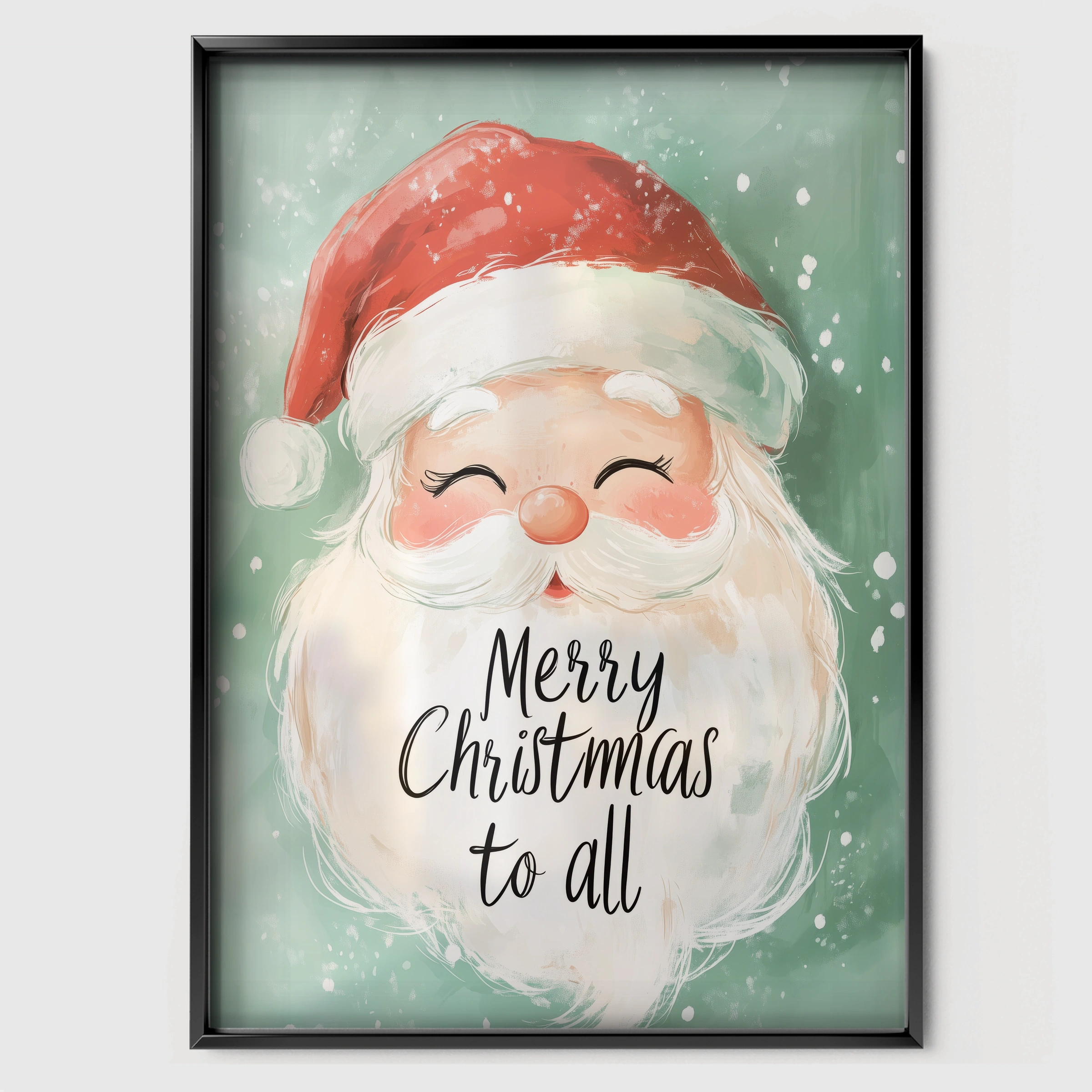 Merry Christmas Santa Print - black framed nursery wall art print