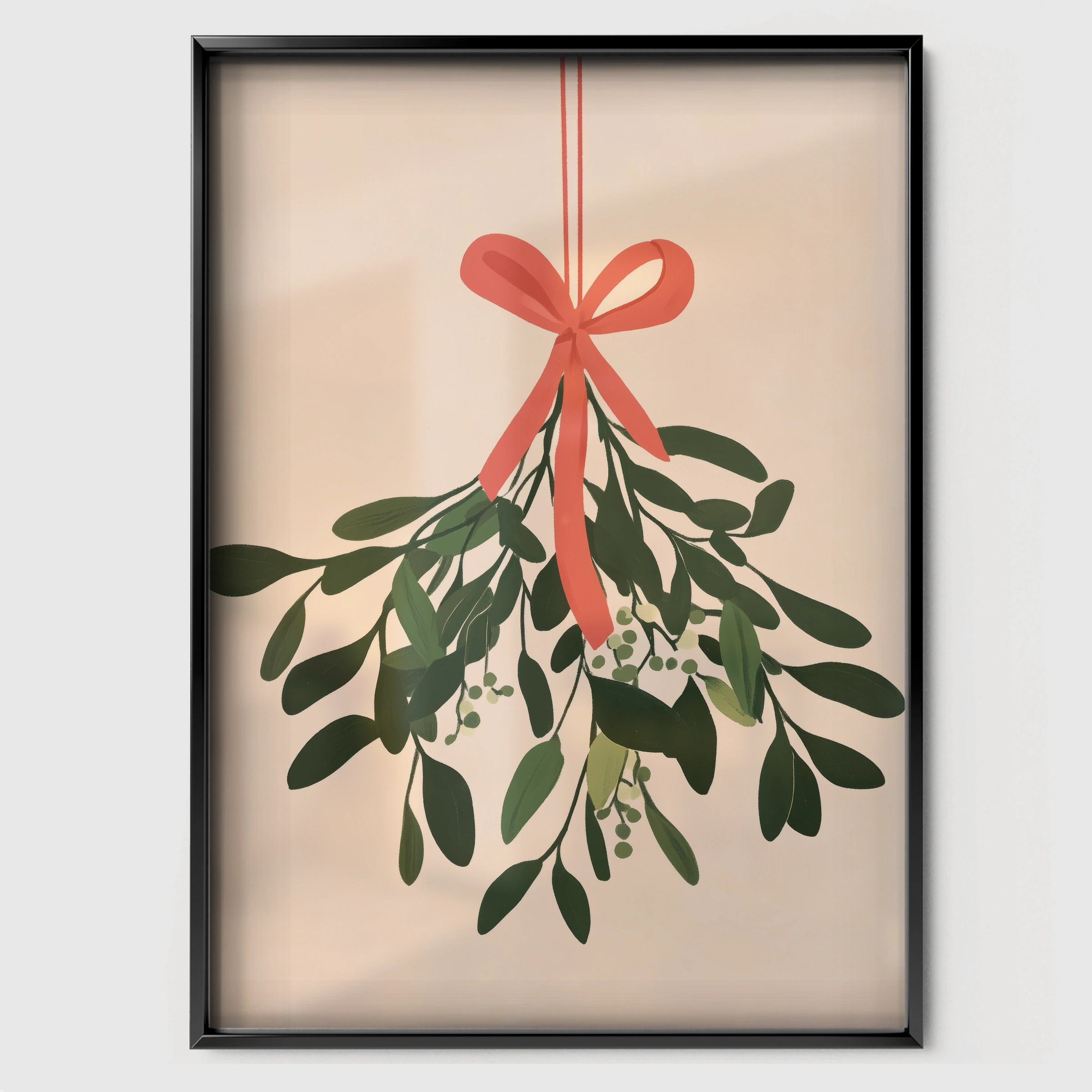 Mistletoe Christmas Print - black framed nursery wall art print