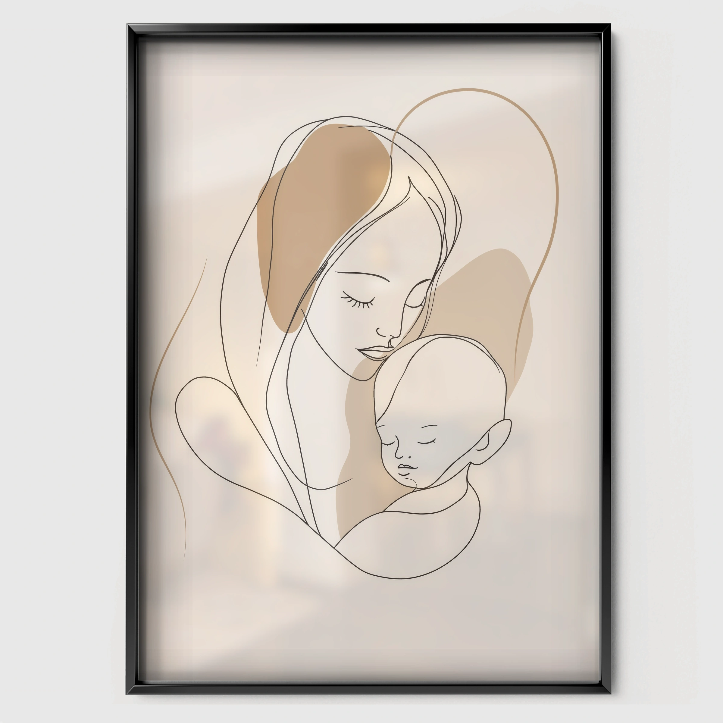 Mother and Child Nursery Print - black framed nursery wall art print