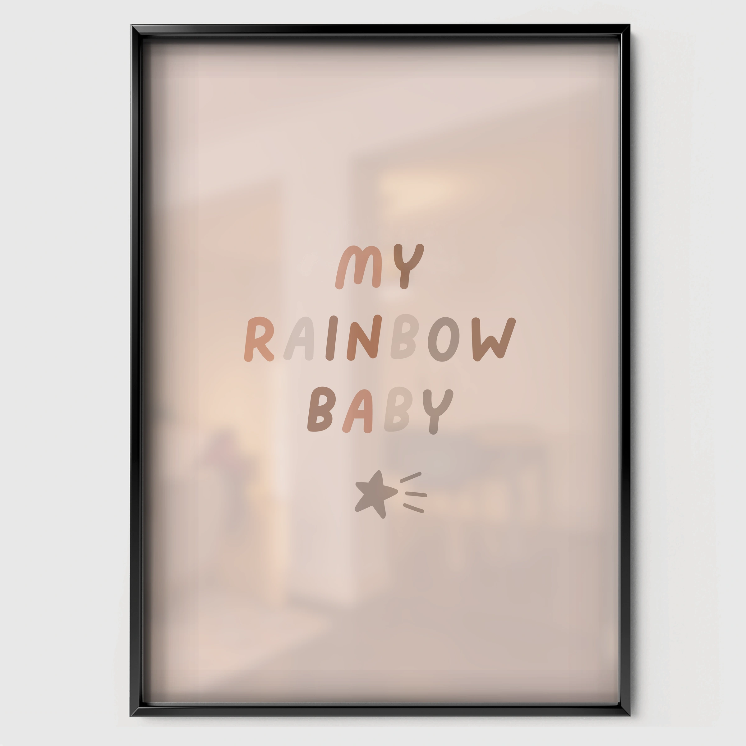 My Rainbow Baby Nursery Print - black framed nursery wall art print