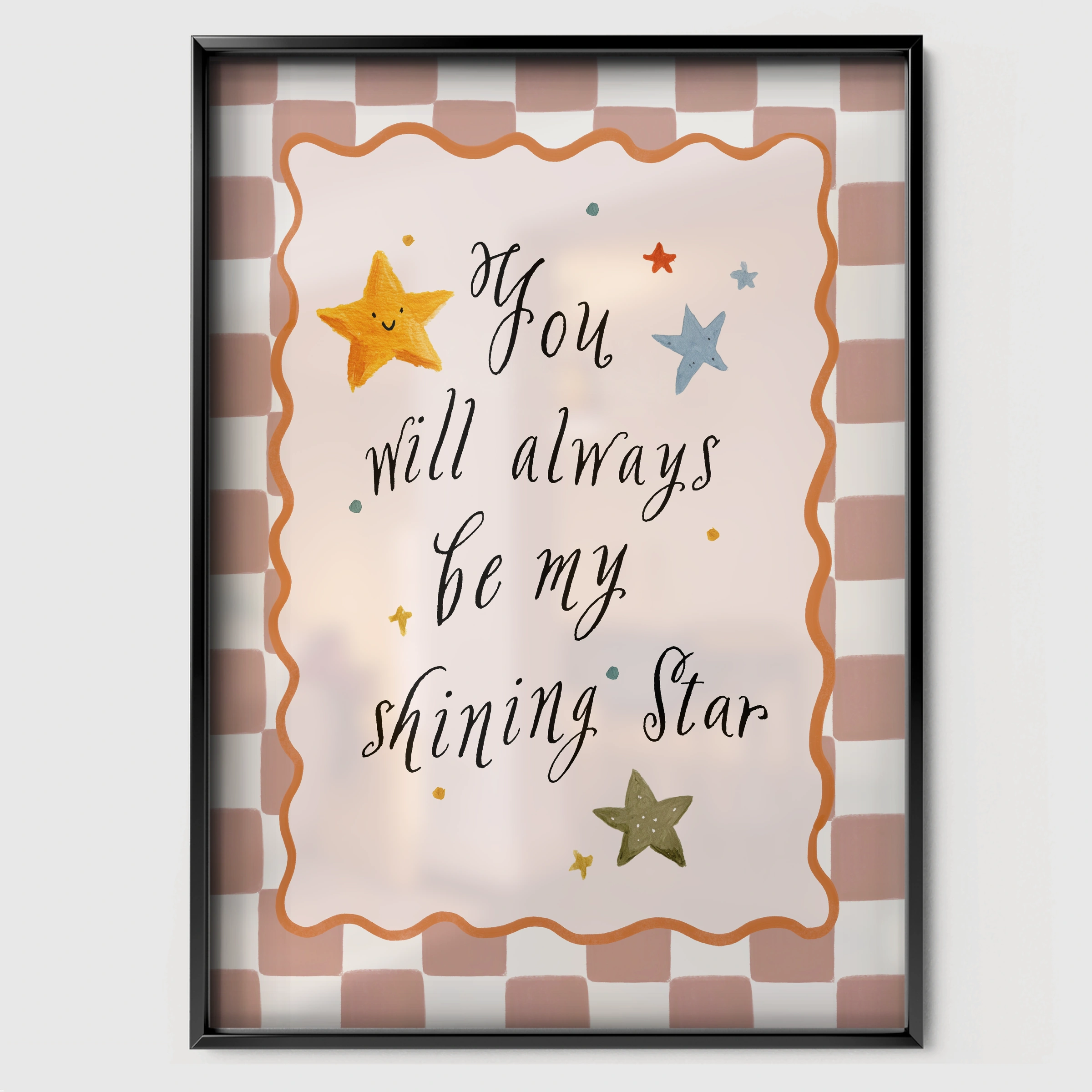 My Shining Star Nursery Print - black framed nursery wall art print