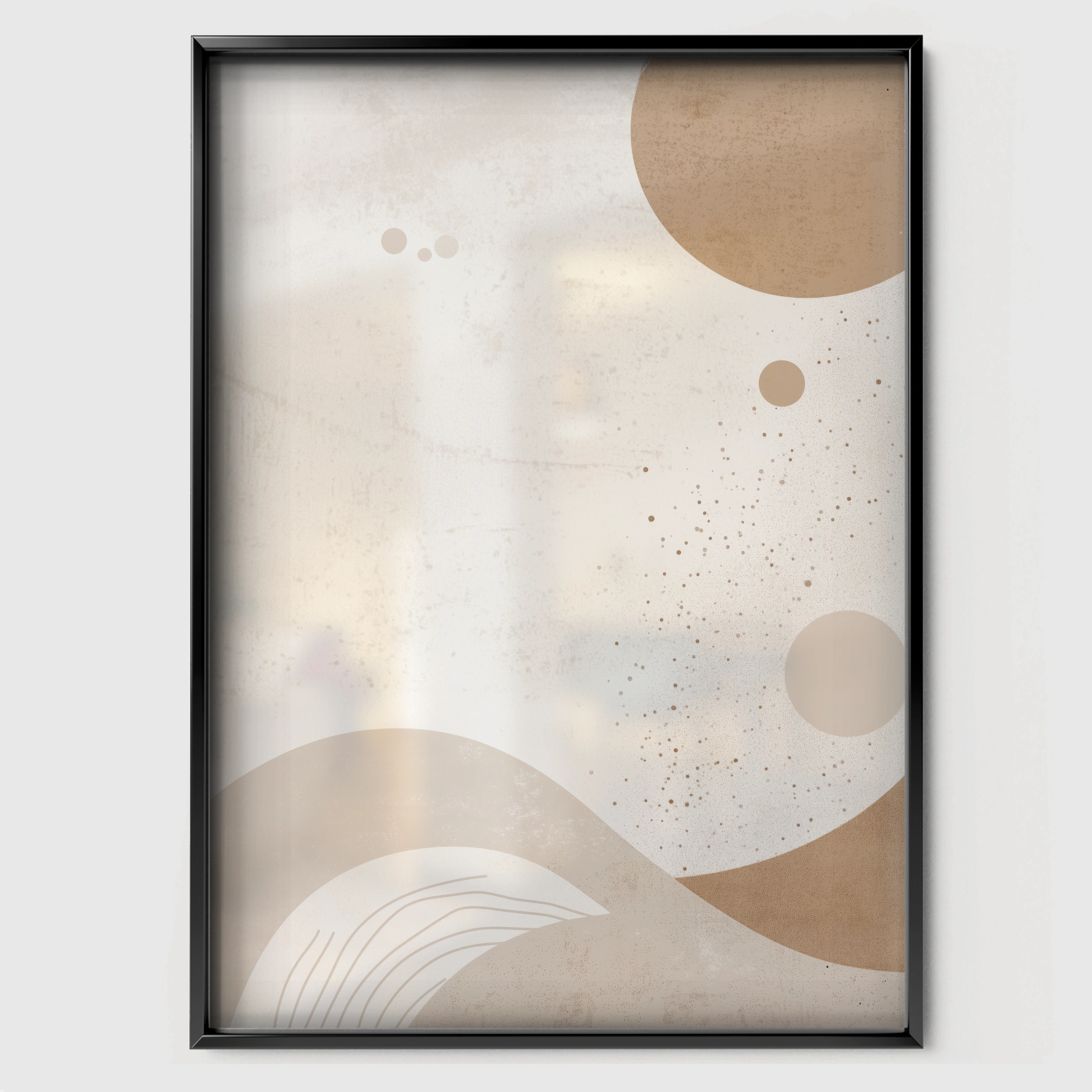 Neutral Abstract Nursery Print - black framed nursery wall art print