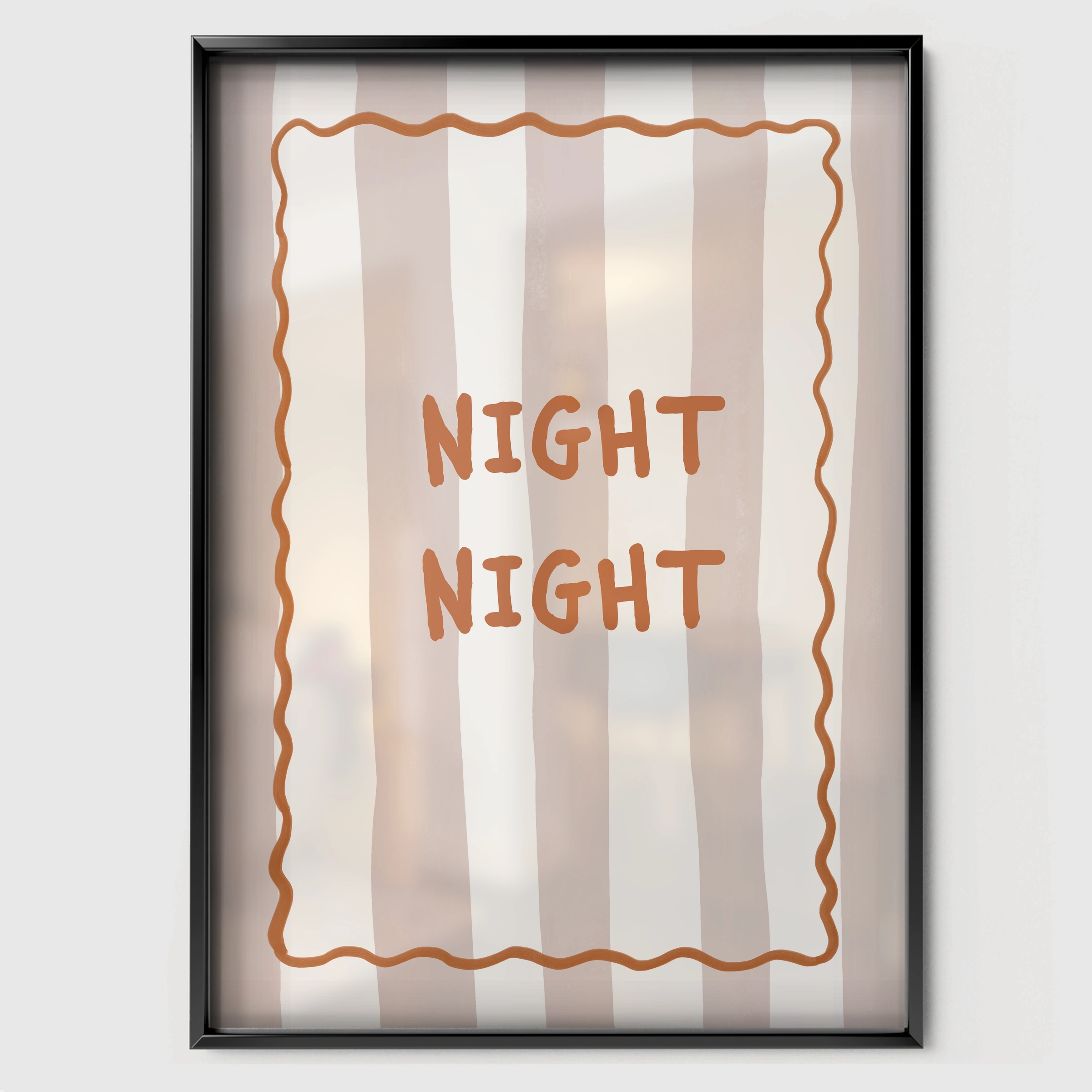 Night Night Nursery Print - black framed nursery wall art print