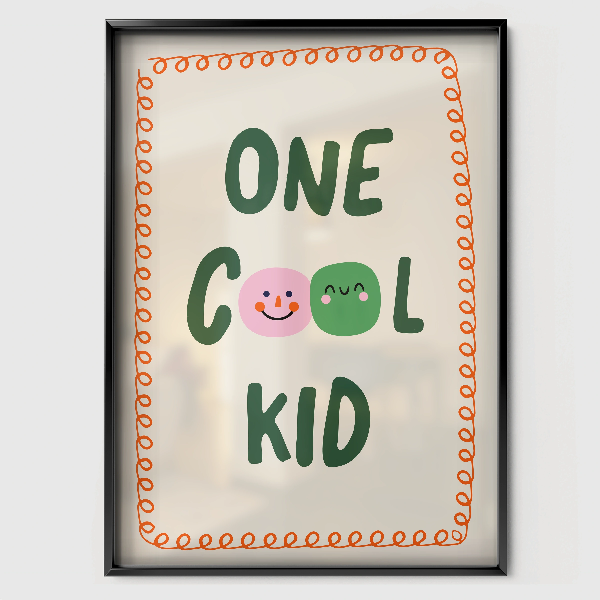 One Cool Kid Nursery Print - black framed nursery wall art print