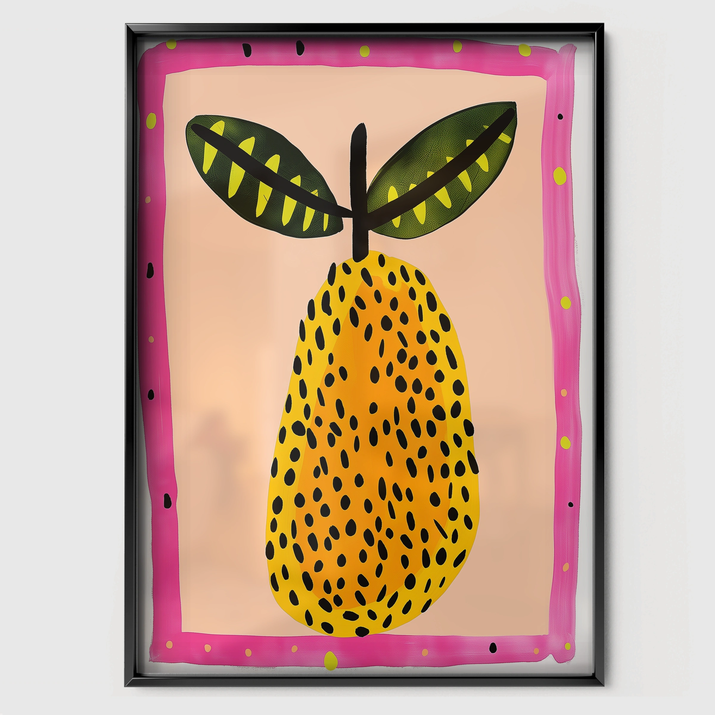 Painted Papaya Nursery Print - black framed nursery wall art print