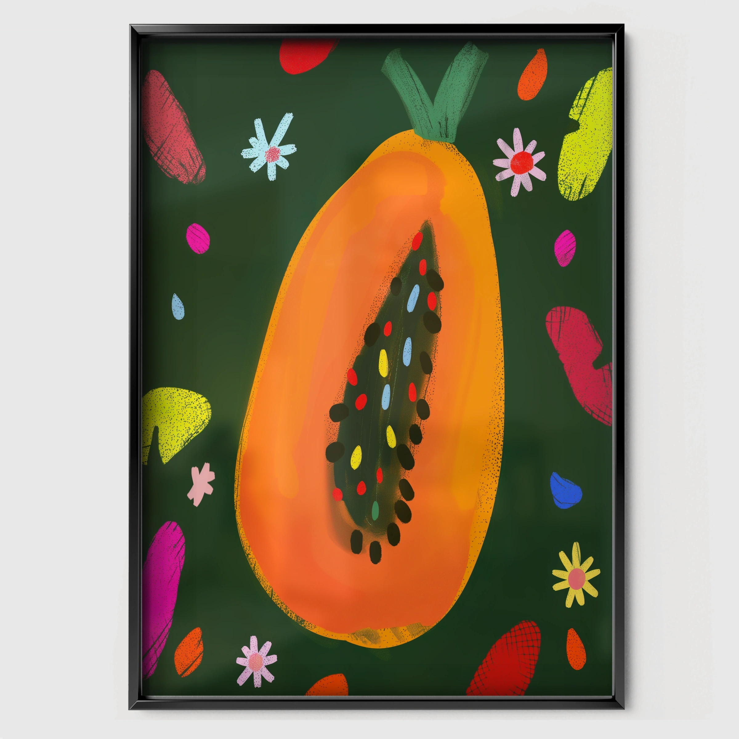 Papaya Nursery Print - black framed nursery wall art print