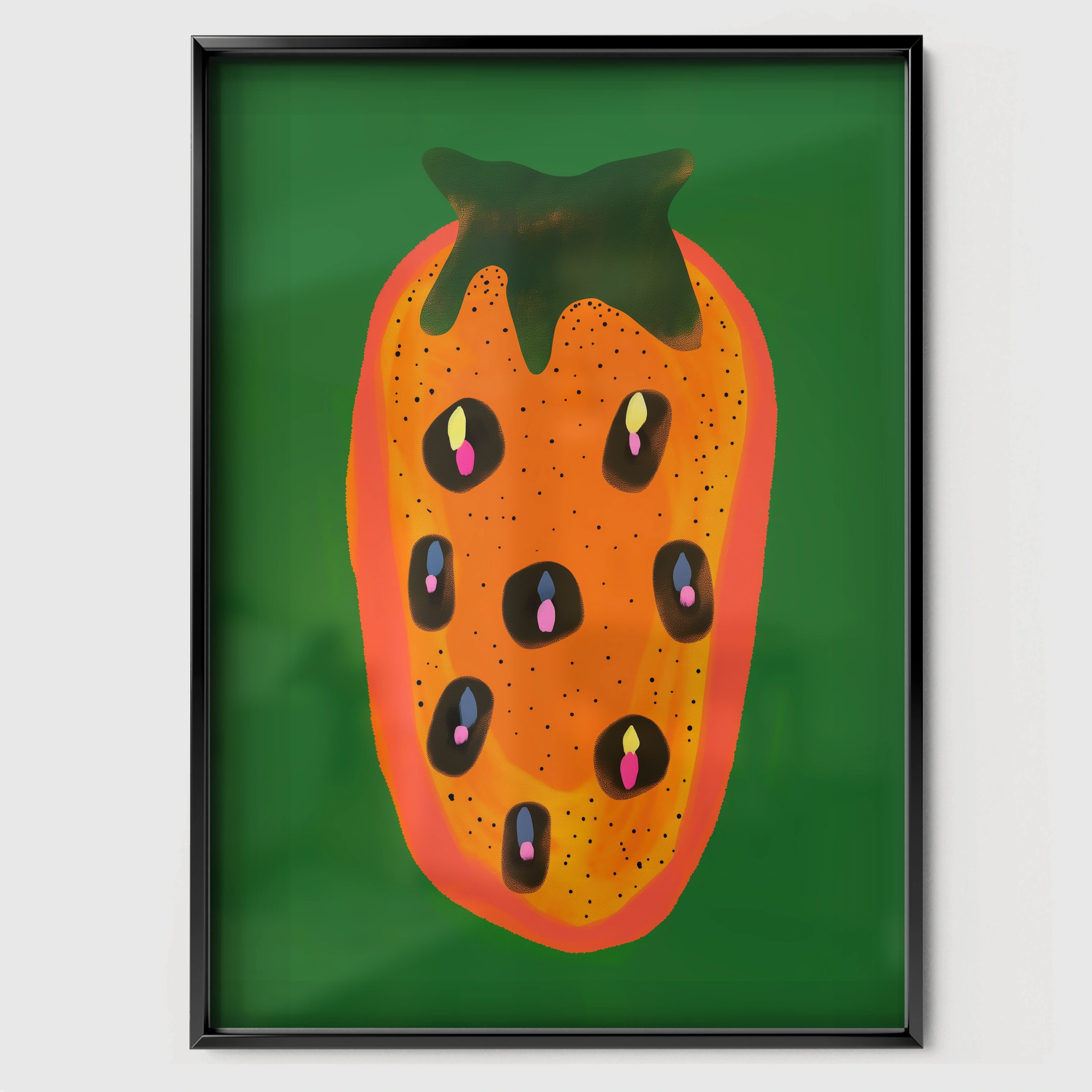 Papaya Nursery Print Two - black framed nursery wall art print