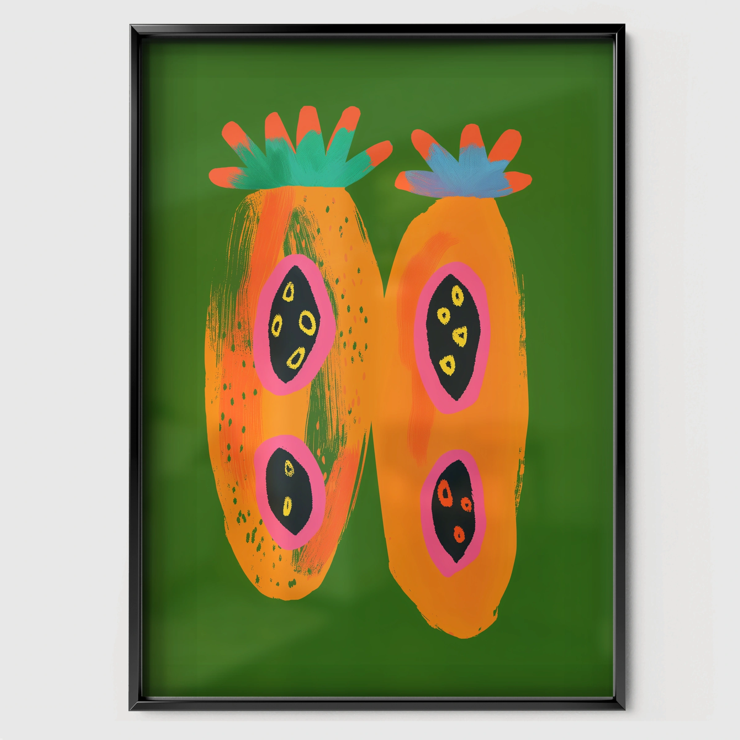 Papayas Nursery Print - black framed nursery wall art print
