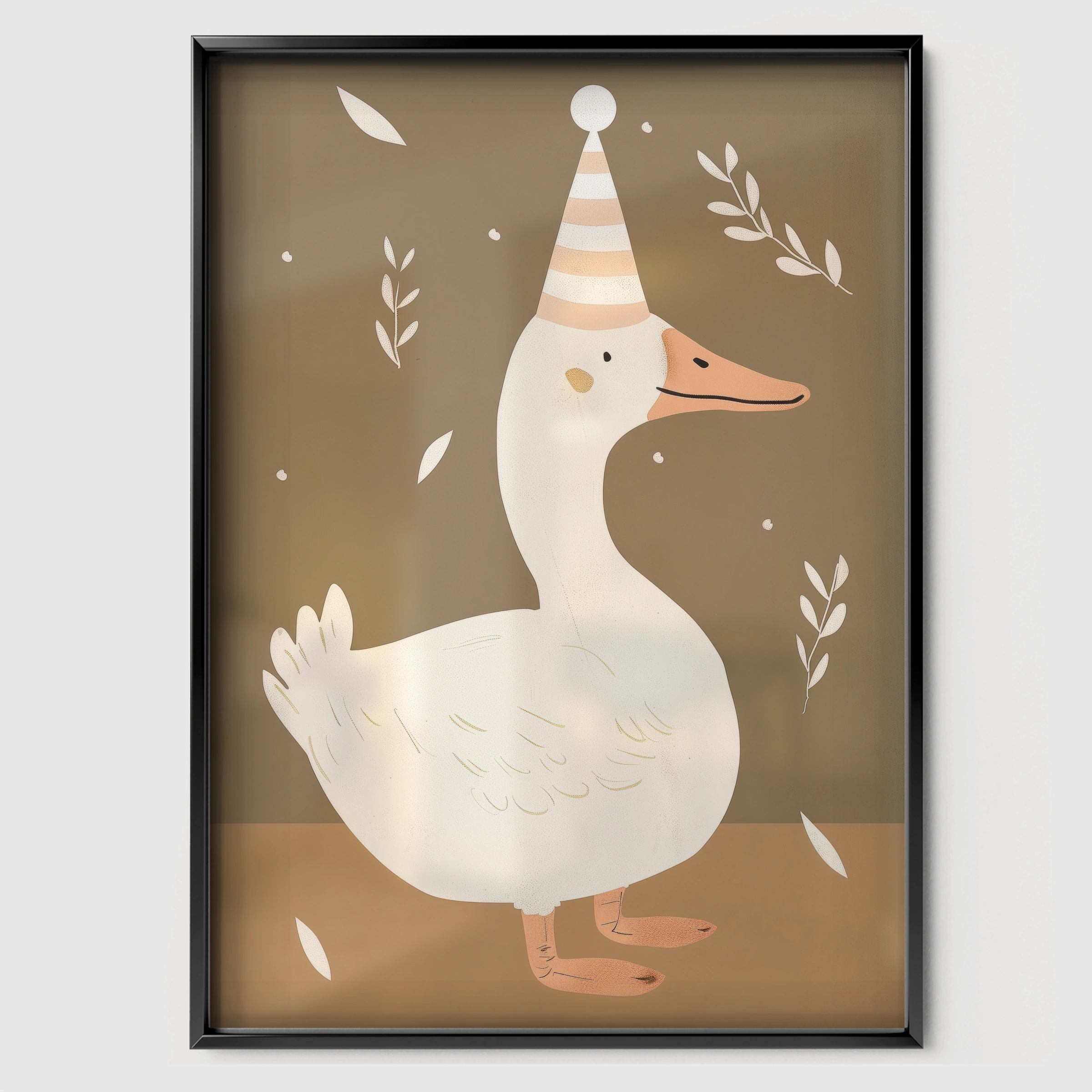 Party Goose Nursery Print - black framed nursery wall art print