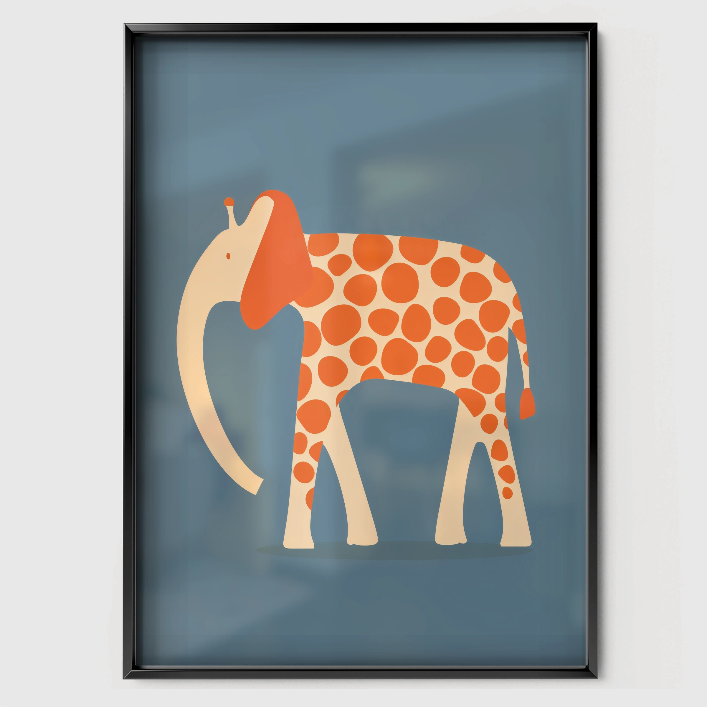 Patterned Elephant Nursery Print - black framed nursery wall art print