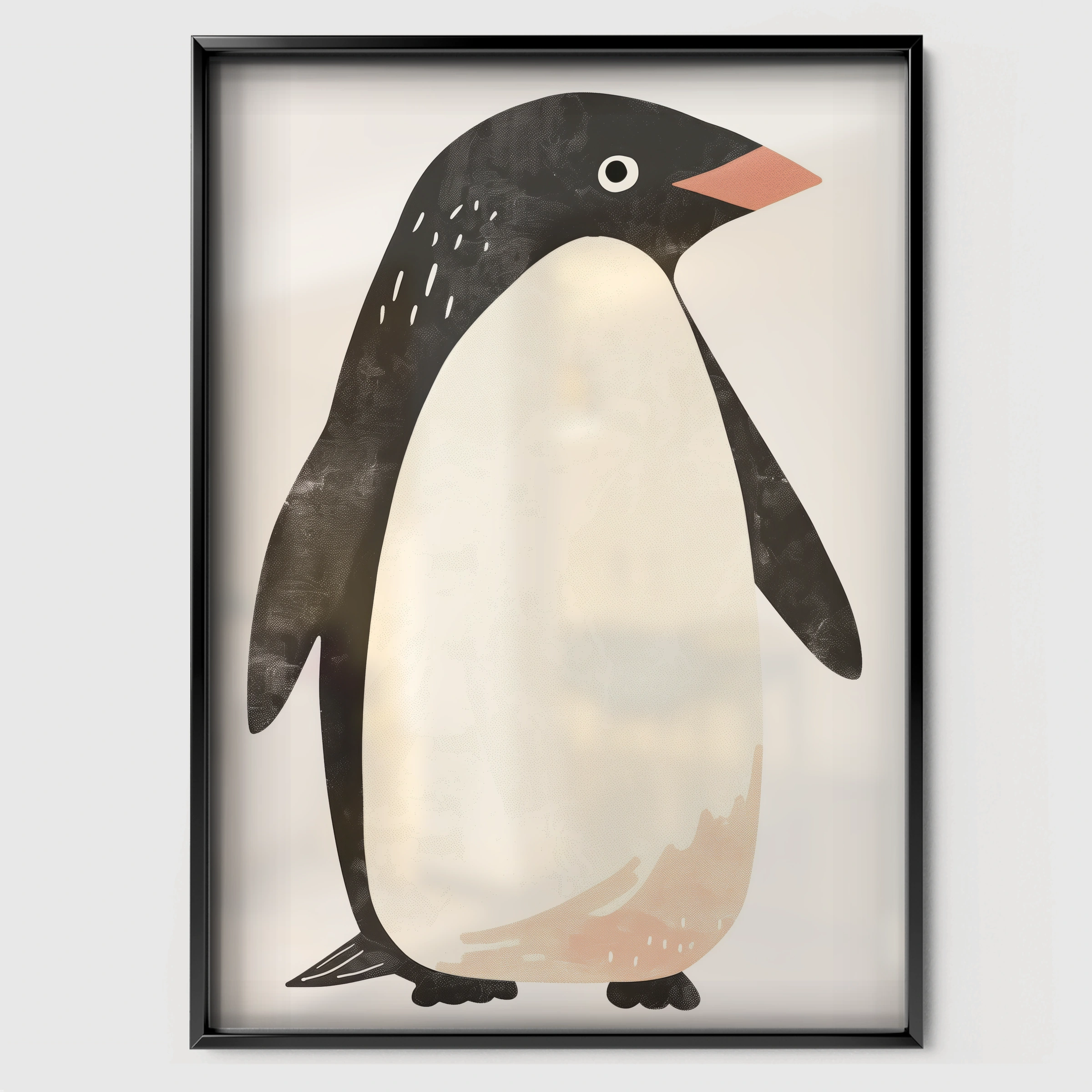 Penguin Nursery Print - black framed nursery wall art print