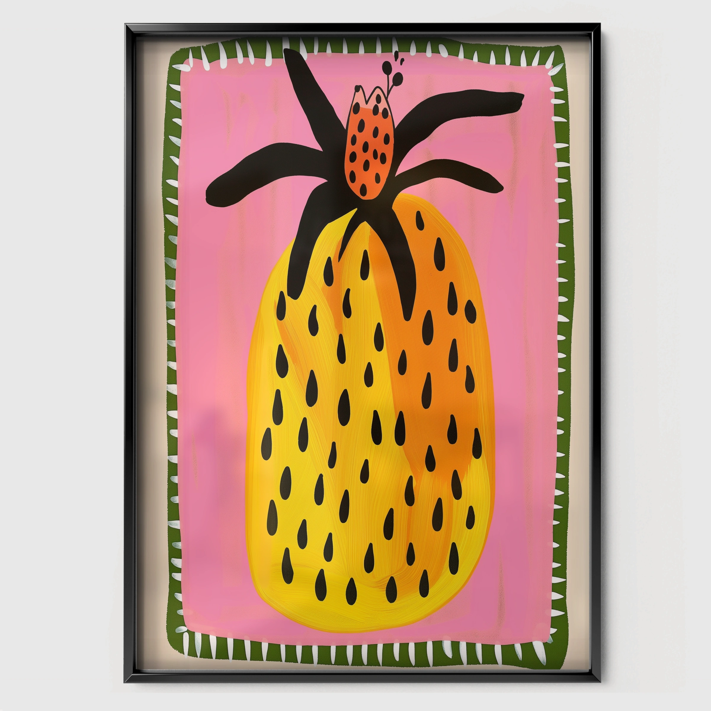 Pineapple Nursery Print - black framed nursery wall art print
