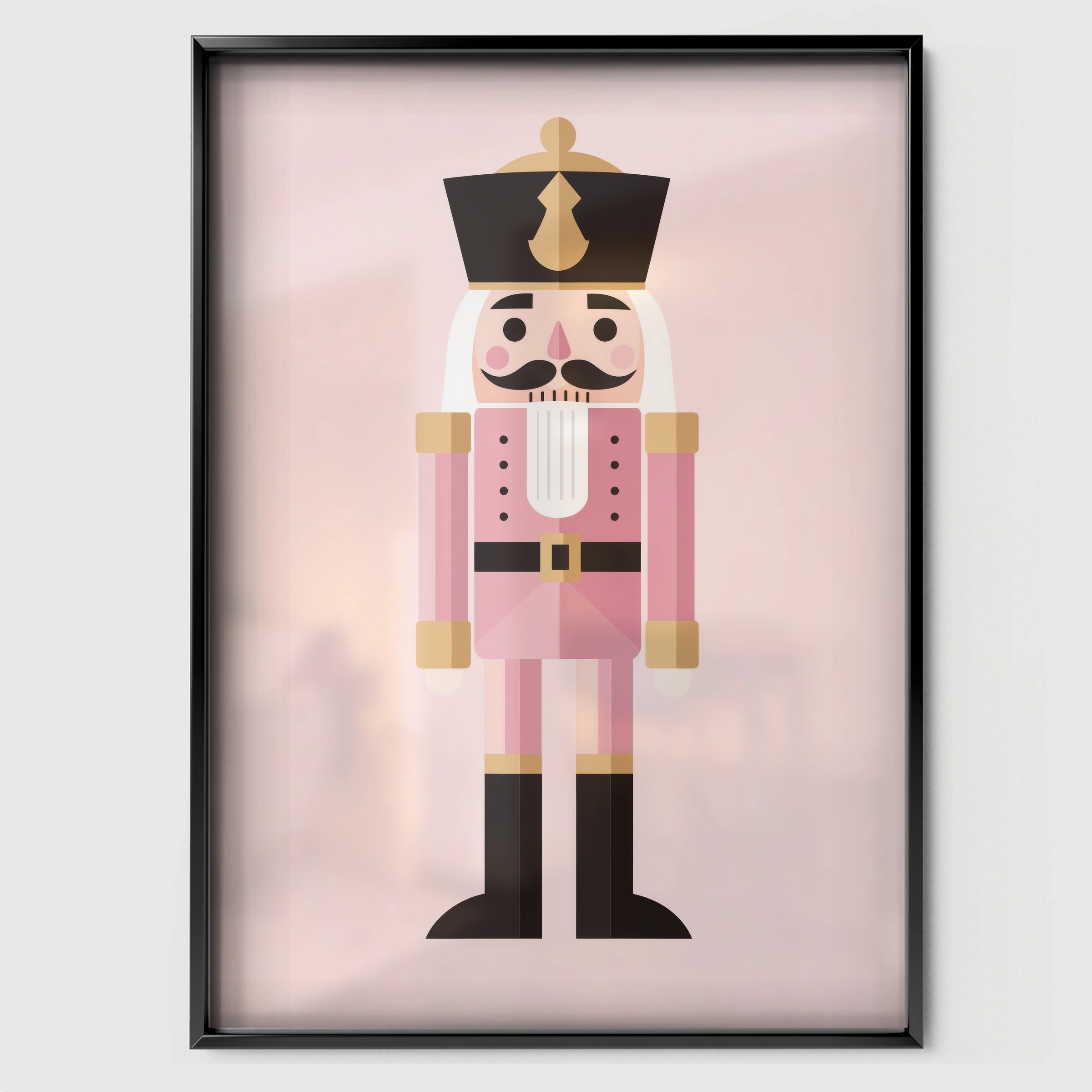 Pink Nutcracker Christmas Print - black framed nursery wall art print