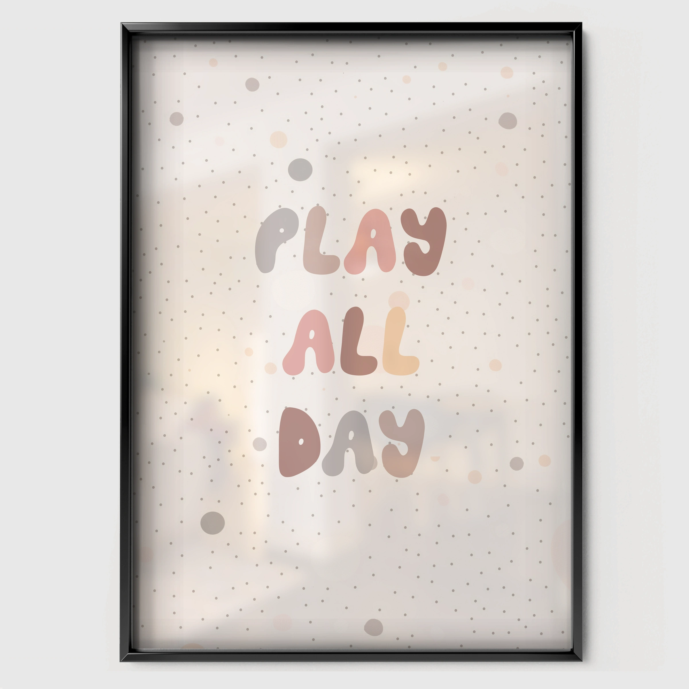 Play All Day Nursery Print - black framed nursery wall art print