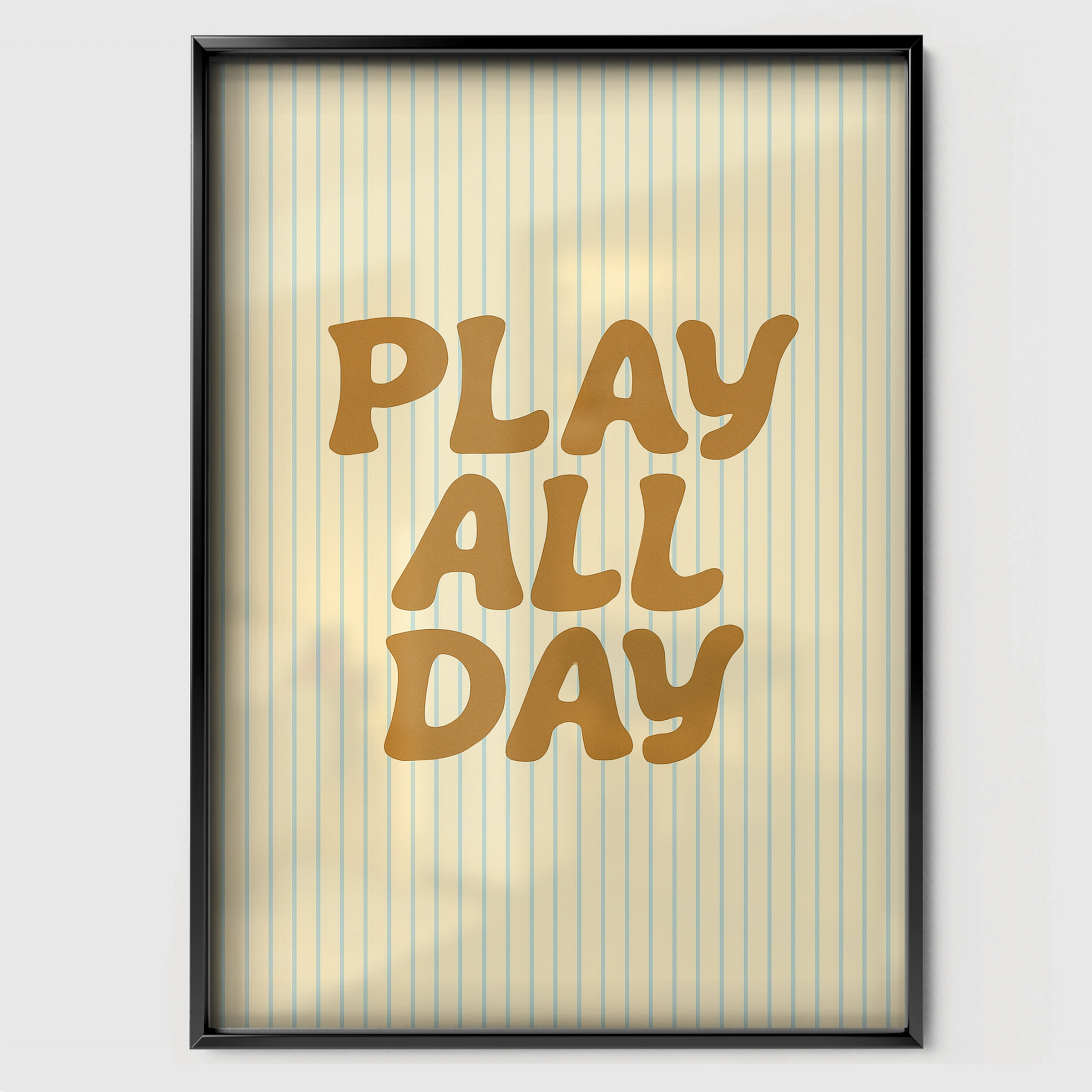 Play All Day Two Nursery Print - black framed nursery wall art print