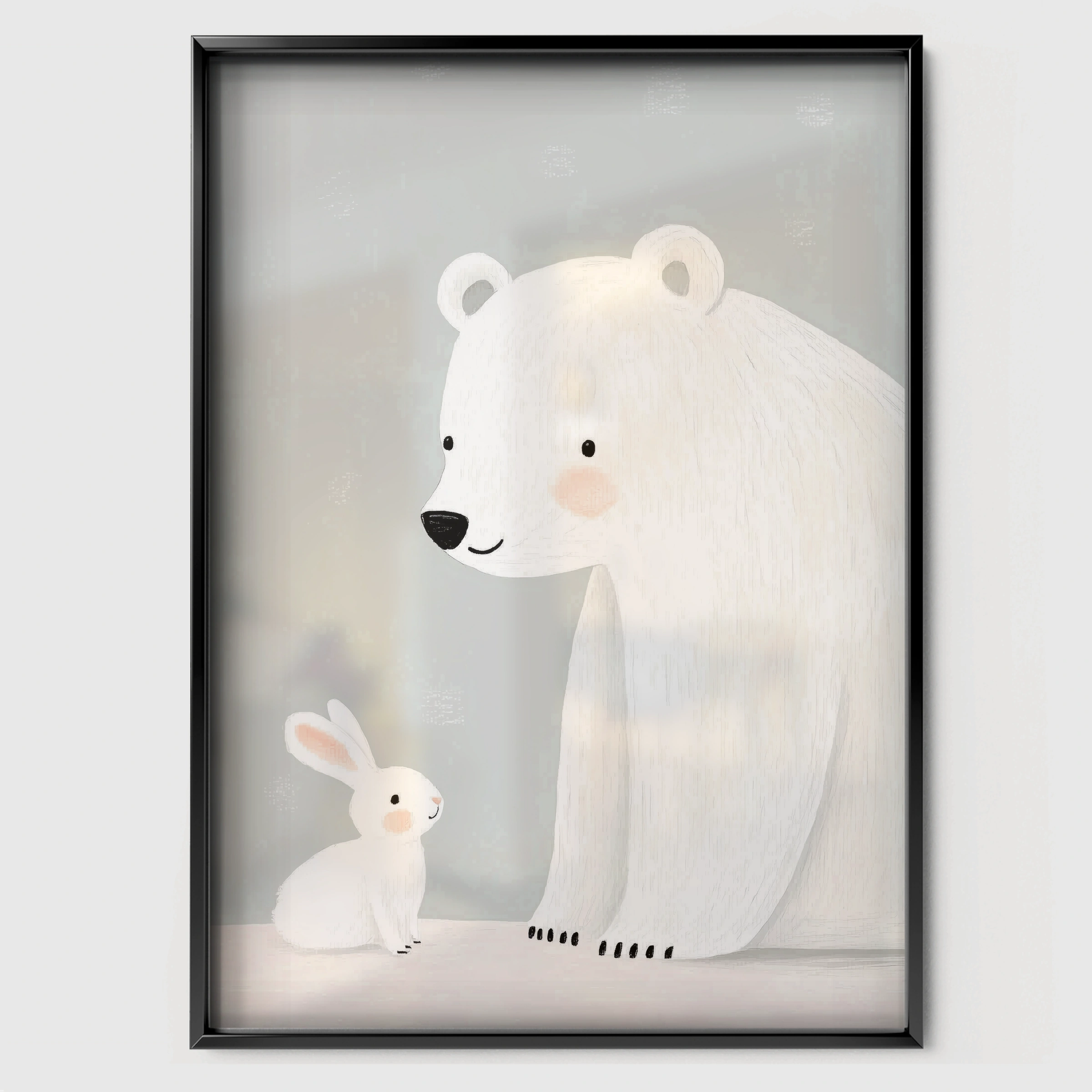 Polar Bear Nursery Print - black framed nursery wall art print