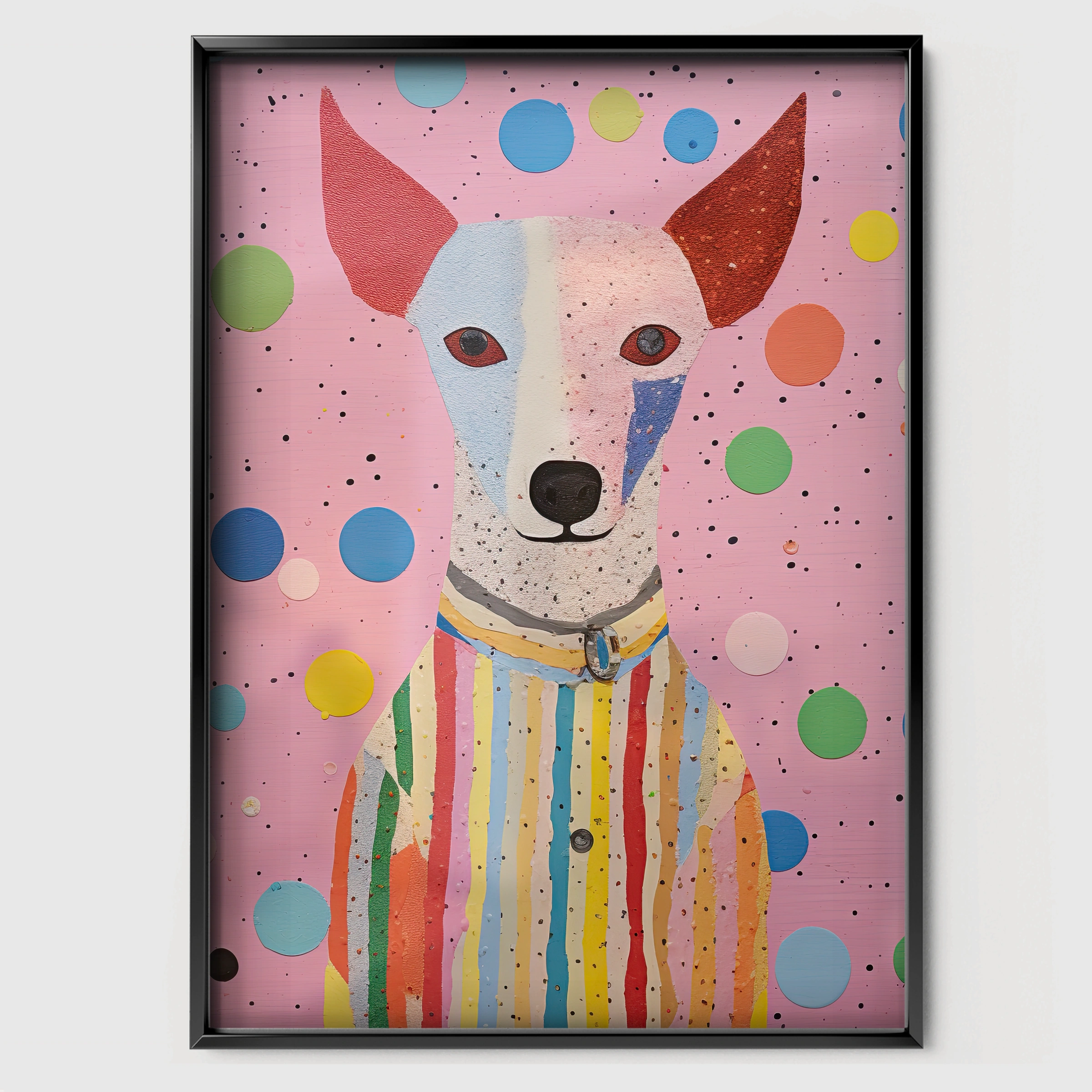 Polka Dot Dog Nursery Print - black framed nursery wall art print