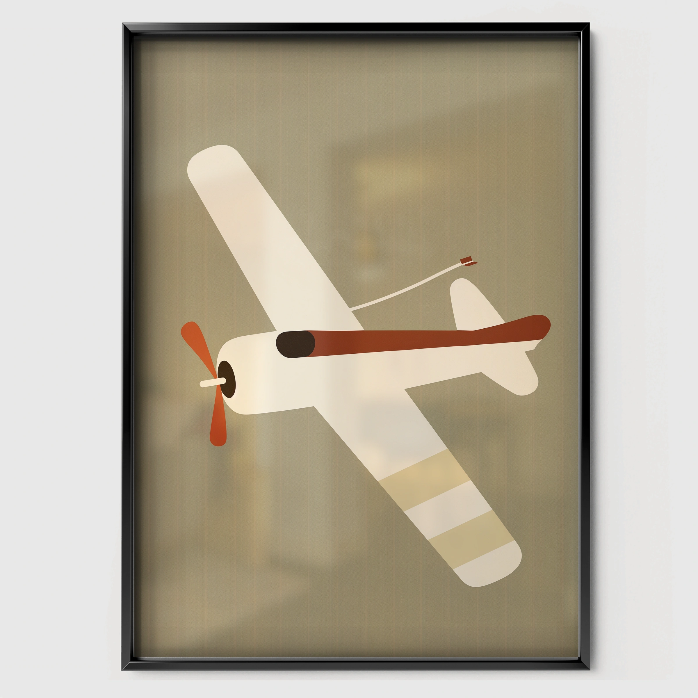 Propeller Plane Nursery Print - black framed nursery wall art print