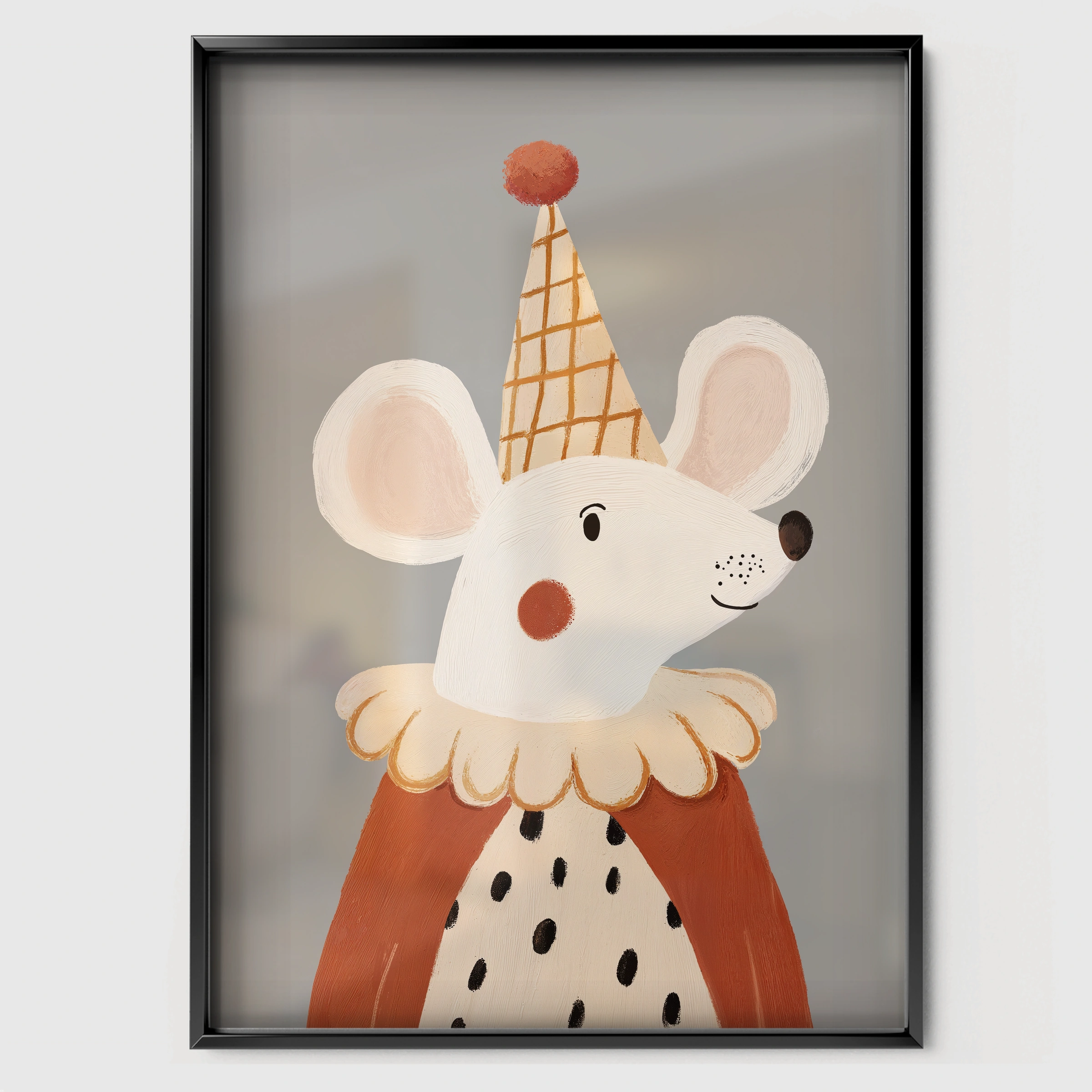 Queen Mouse Nursery Print - black framed nursery wall art print
