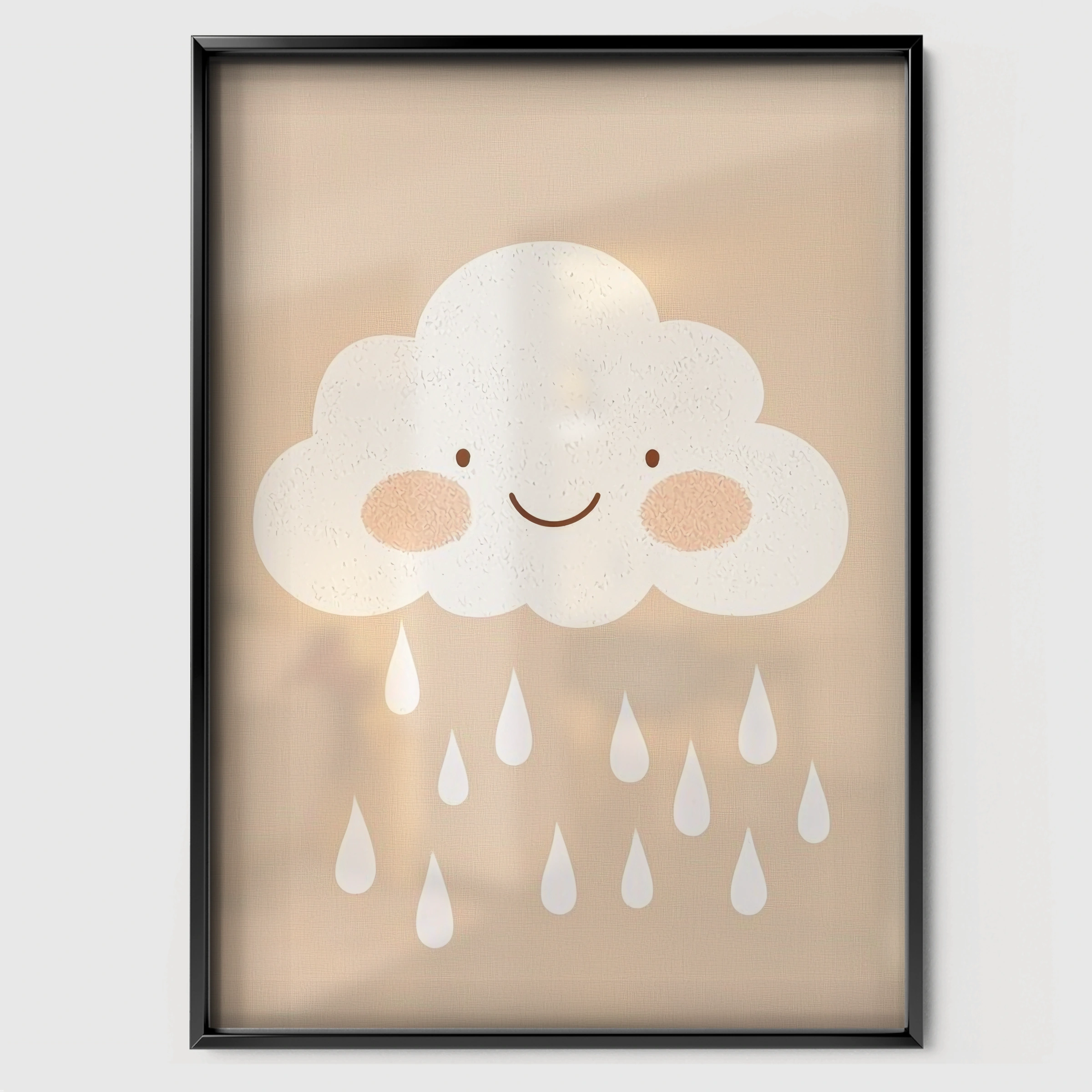 Rain Cloud Nursery Print - black framed nursery wall art print